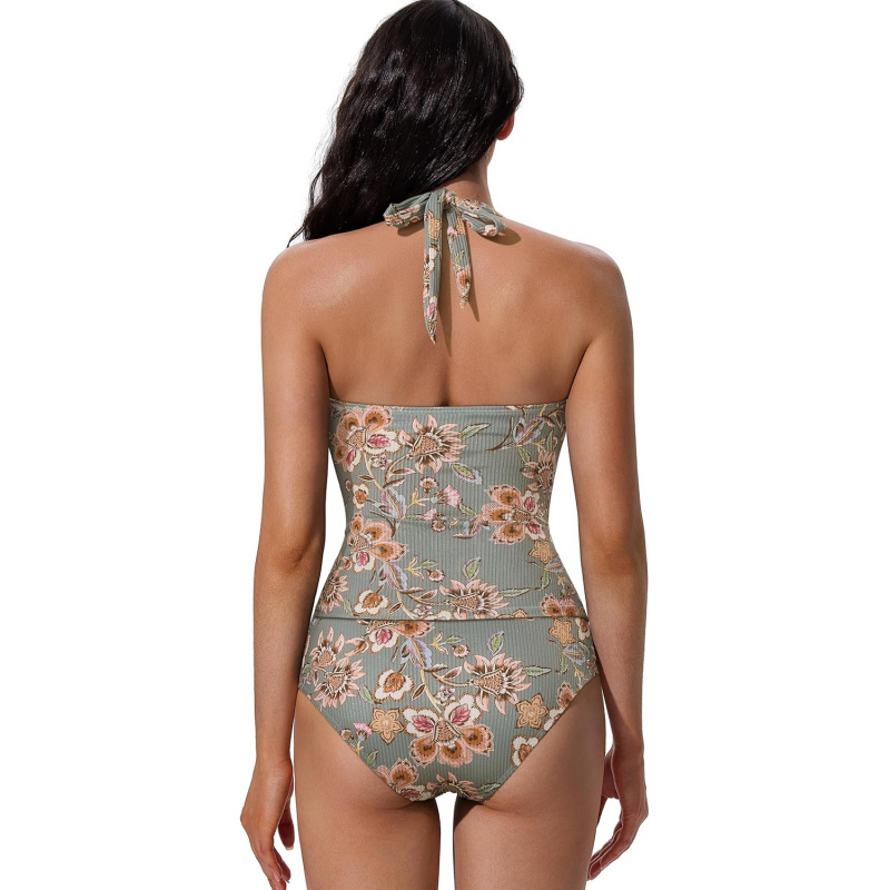 Women Halter Tankini Swimsuits Tummy Control Two Piece Bathing Suits