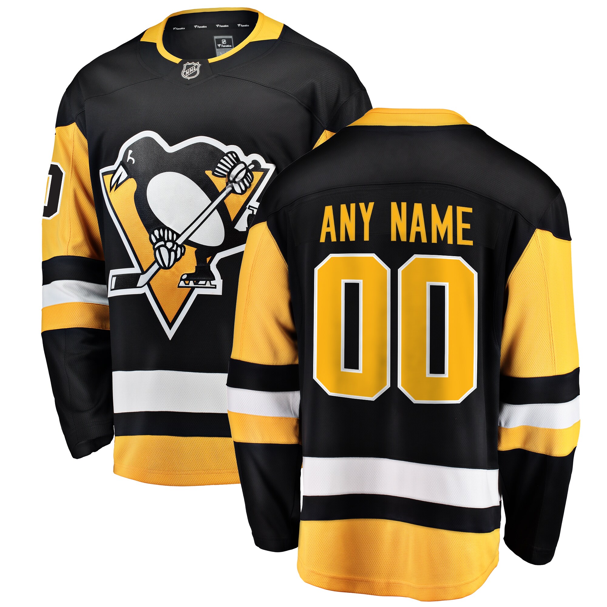 Pittsburgh Penguins Fanatics Home Breakaway Custom Jersey – Black