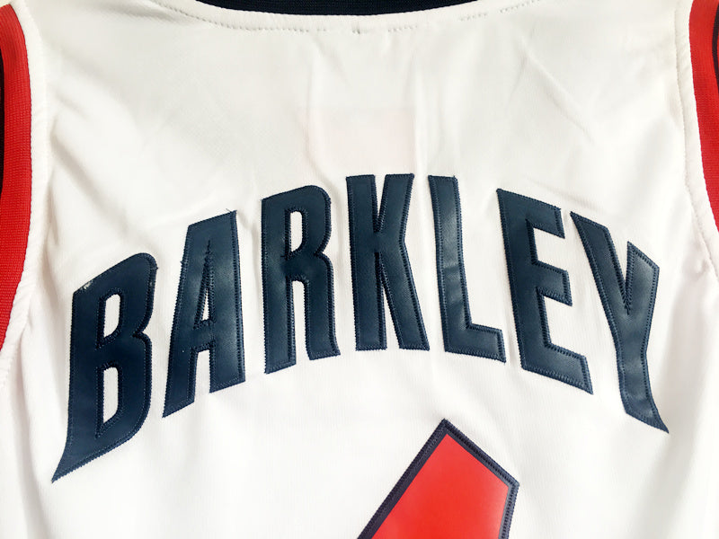 1996 Atlanta Olympics Team USA Dream 3 USA No. 4 Barkley white embroidered jersey