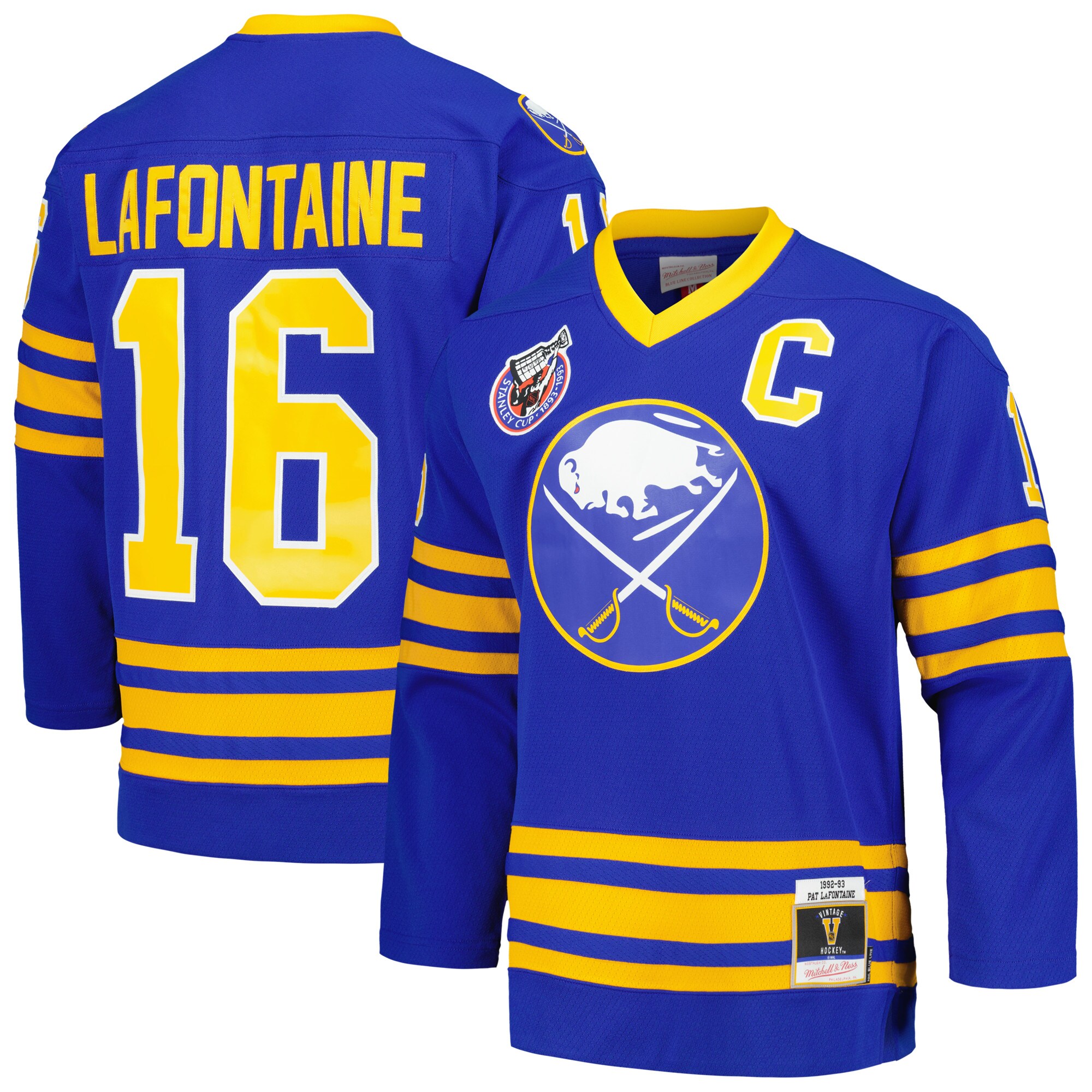 Pat LaFontaine Buffalo Sabres Mitchell & Ness Captain Patch 1992/93 Blue Line  Jersey – Royal