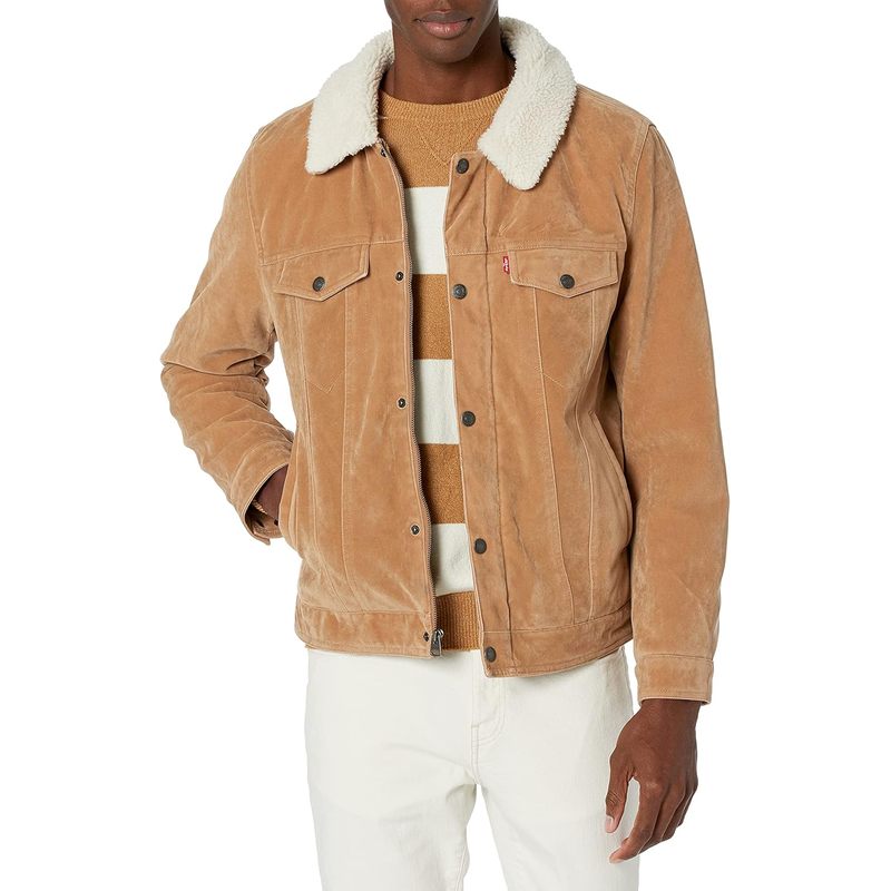 Men's Faux Leather Classic Trucker Jacket