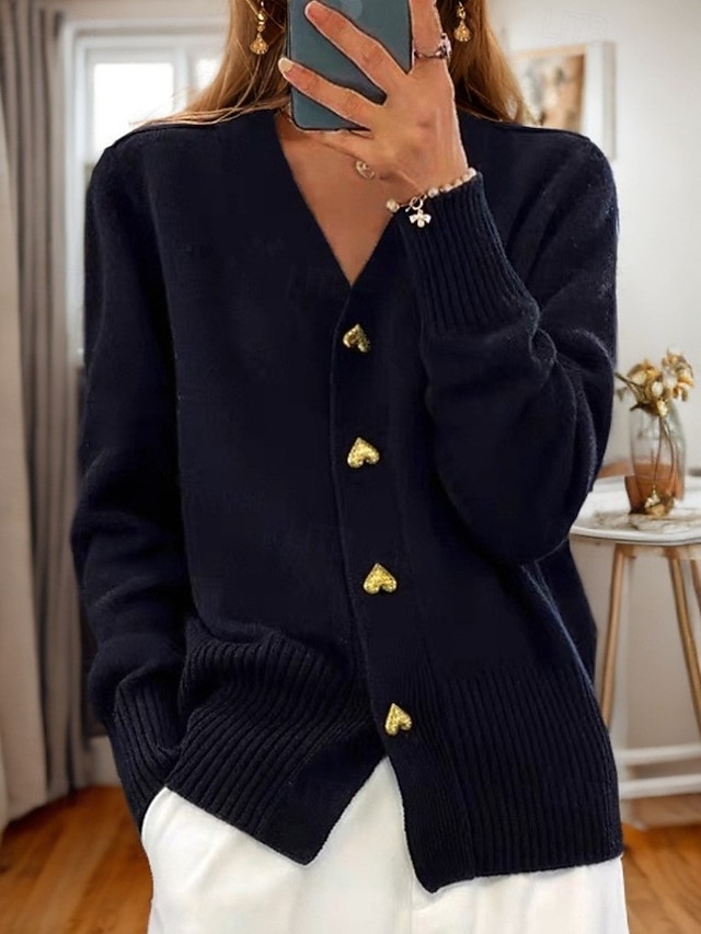 New Arrival: Women's Valentine Knit Cardigan �?Soft V-Neck Button Sweater