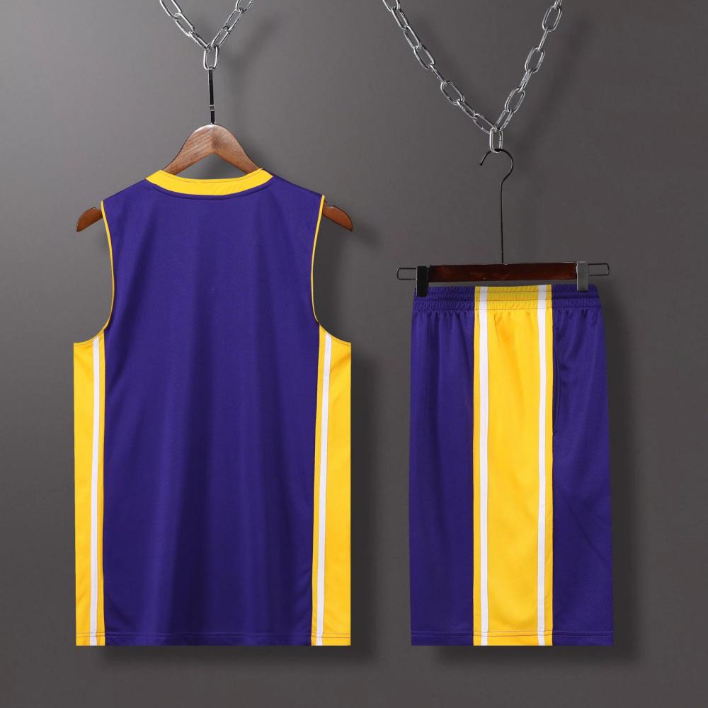 Lakers classic V-neck basketball jersey blue suit（Customizable name and number）