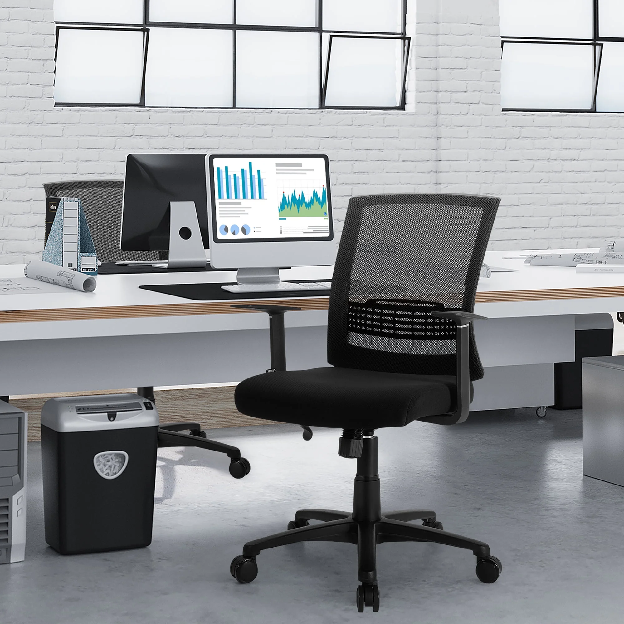 Costway Height Adjustable Mesh Office Chair  Task Chair  w/Lumbar Support