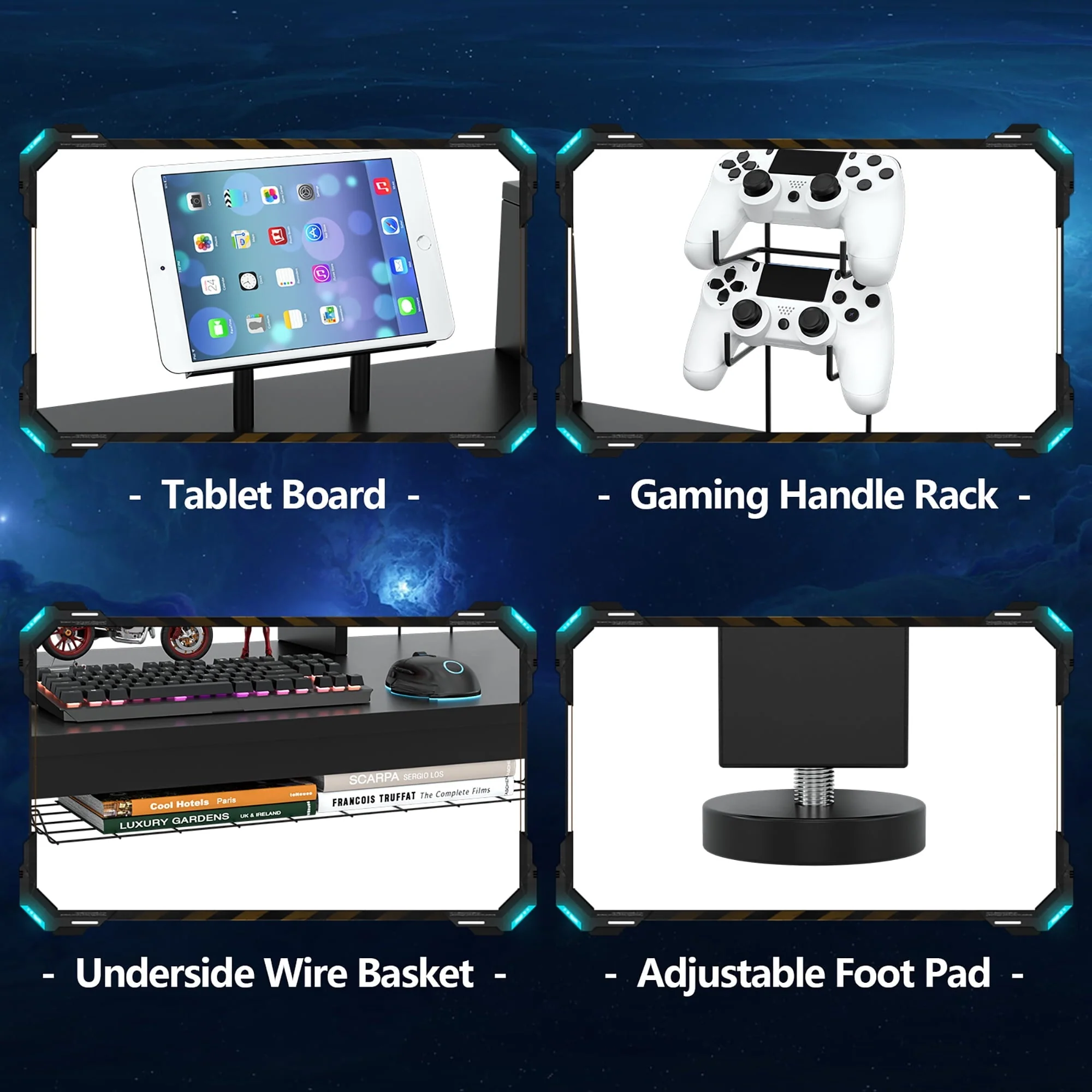 Costway 55 inch Gaming Desk Racing Style Computer Desk with Cup Holder & Headphone Hook