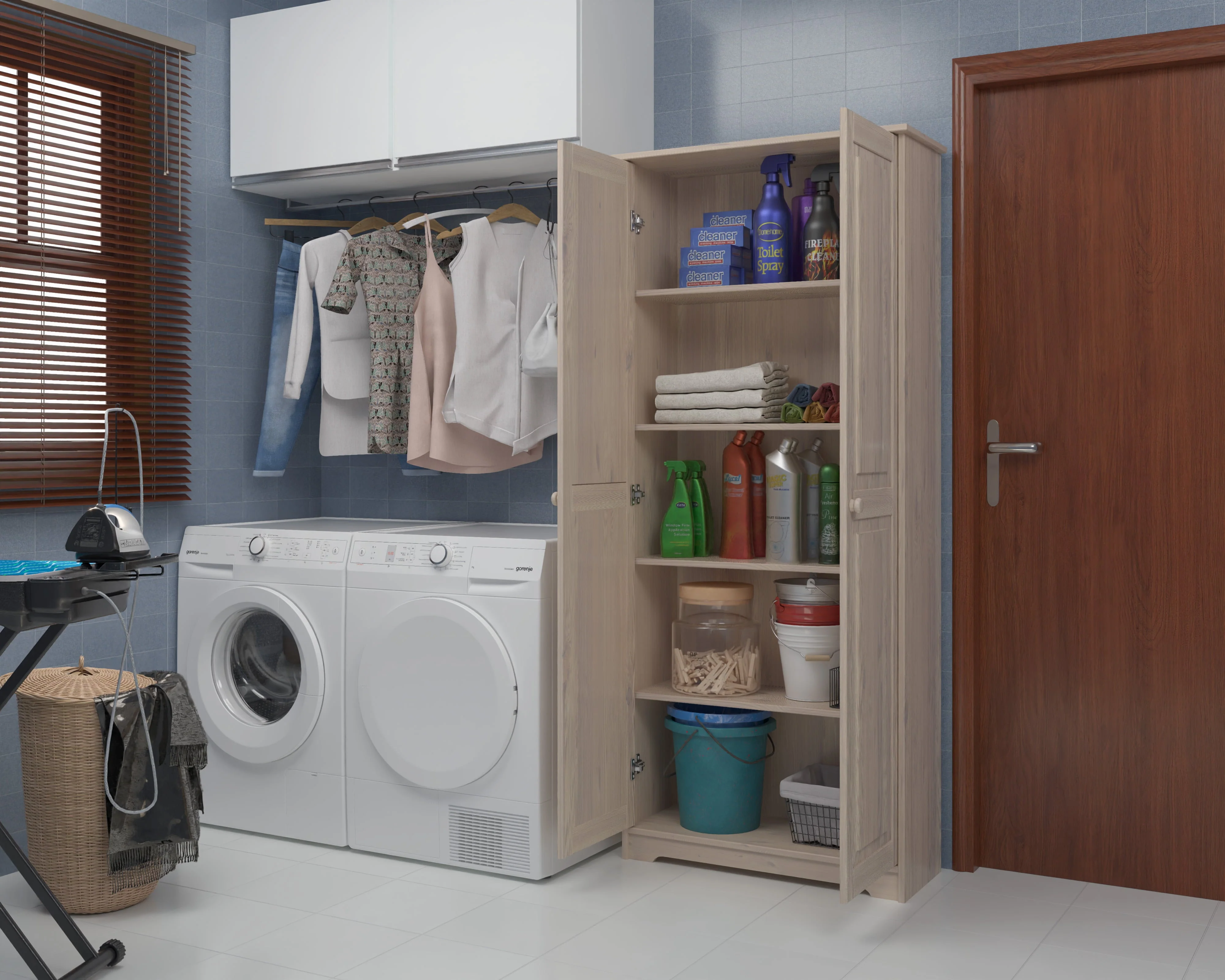 Solid Wood Pantry Storage Cabinet, Freestanding Kitchen Cupboard, Closet with Shelves