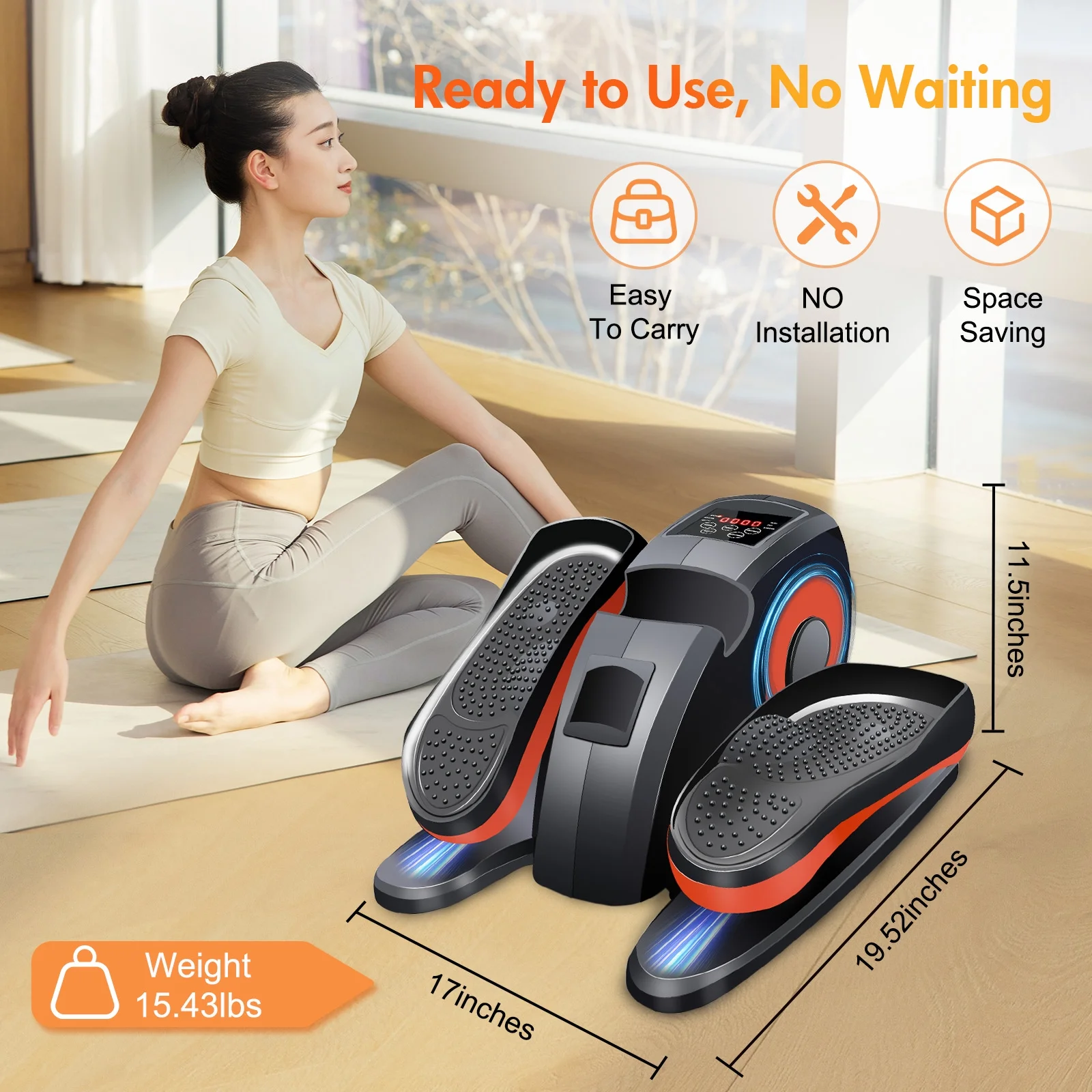 Baokaler Under Desk Elliptical Exercise Machine, Electric Elipsefit Leg Exerciser while Sitting for Seniors,12 Adjustable Speeds with Remote Control