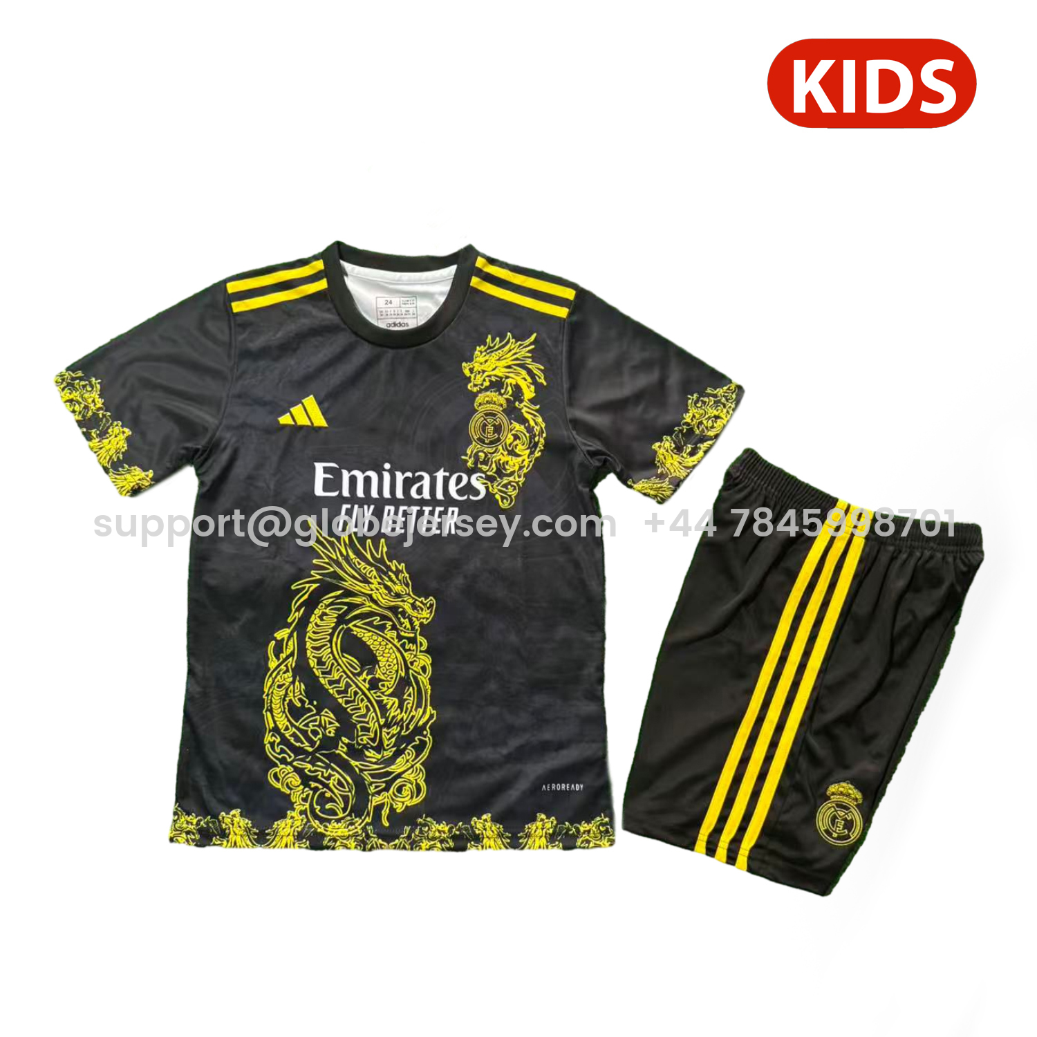 Real Madrid 25-26 Yellow Dragon Black Special Kids Kit