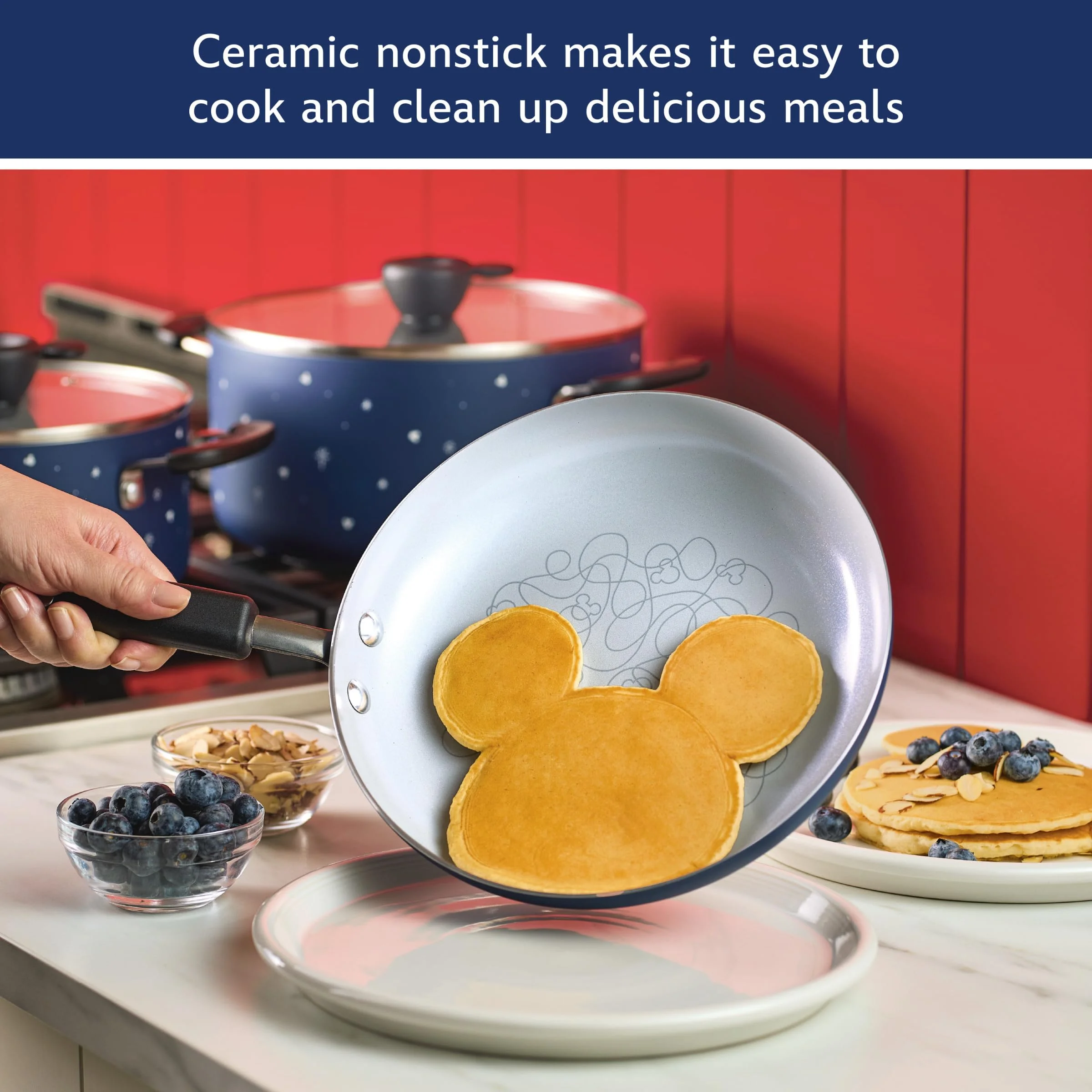 Farberware Bon Voyage Ceramic Nonstick Pots and Pans Set with Baking Sheet/Cookie Pan and Home Kitchen Tools, 8 Piece Non Stick Cookware Set - Blue