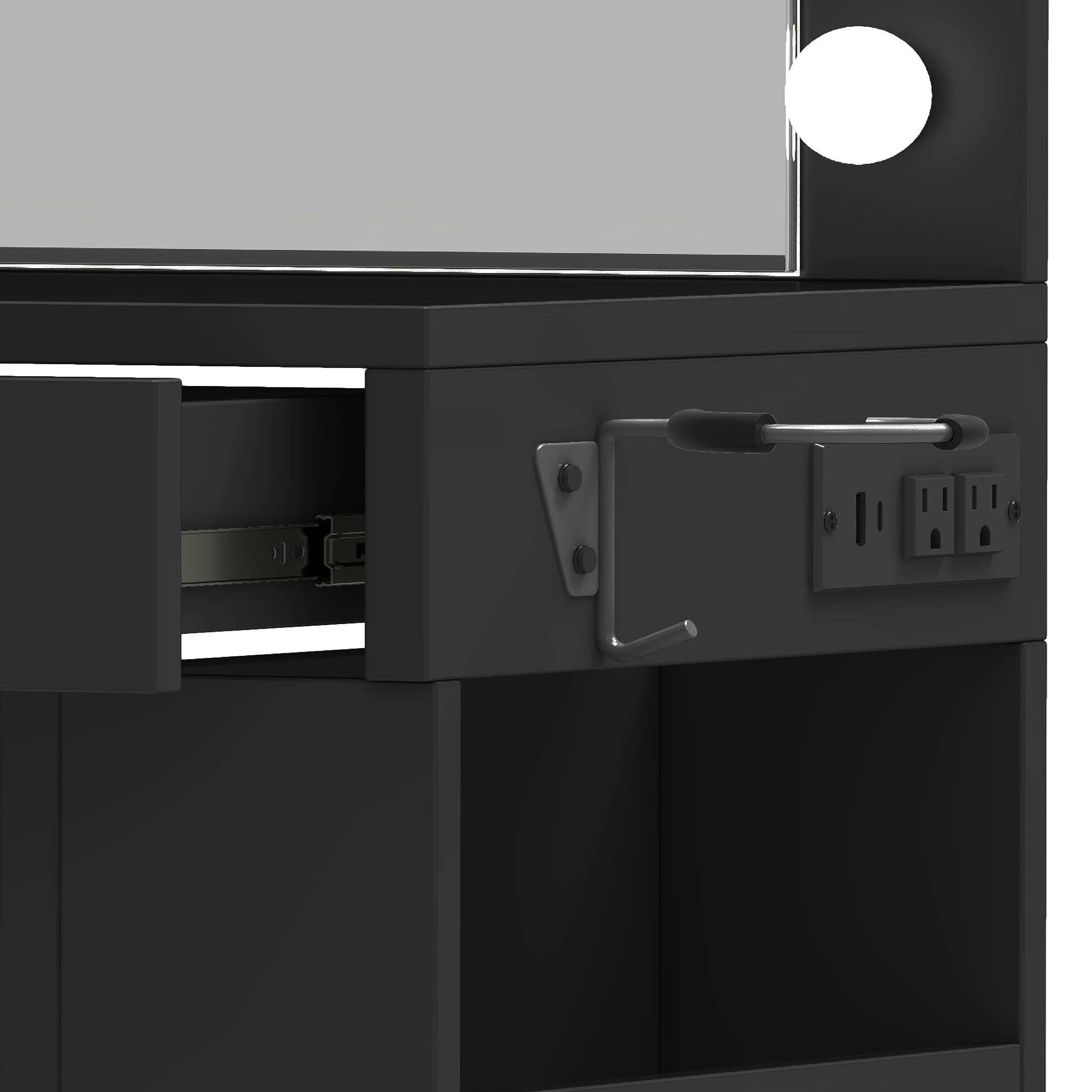 Uforic Makeup Vanity Desk with Mirror & Lights, Vanity Desk with 4 Drawers & Storage Shelves - White