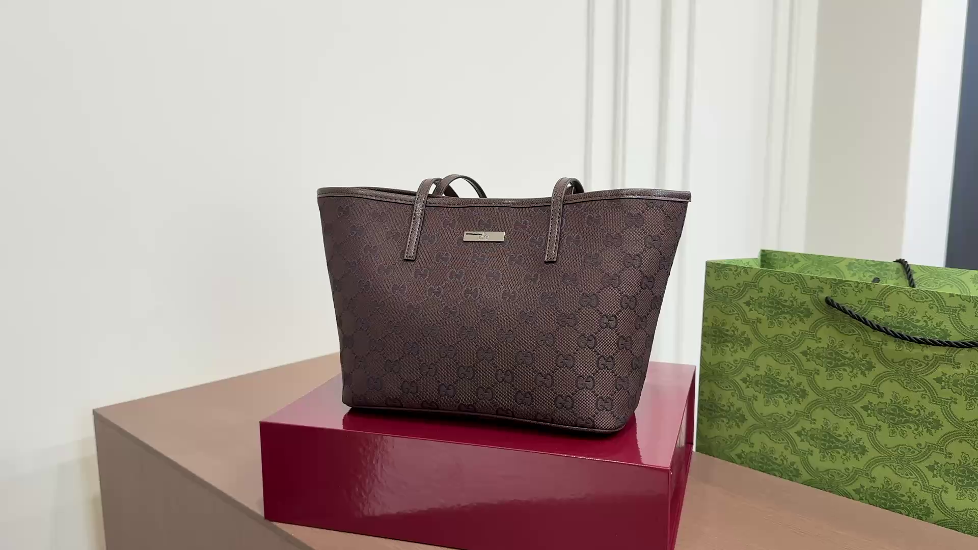 Gucci Tribeca Brown GG Monogram Tote Bag