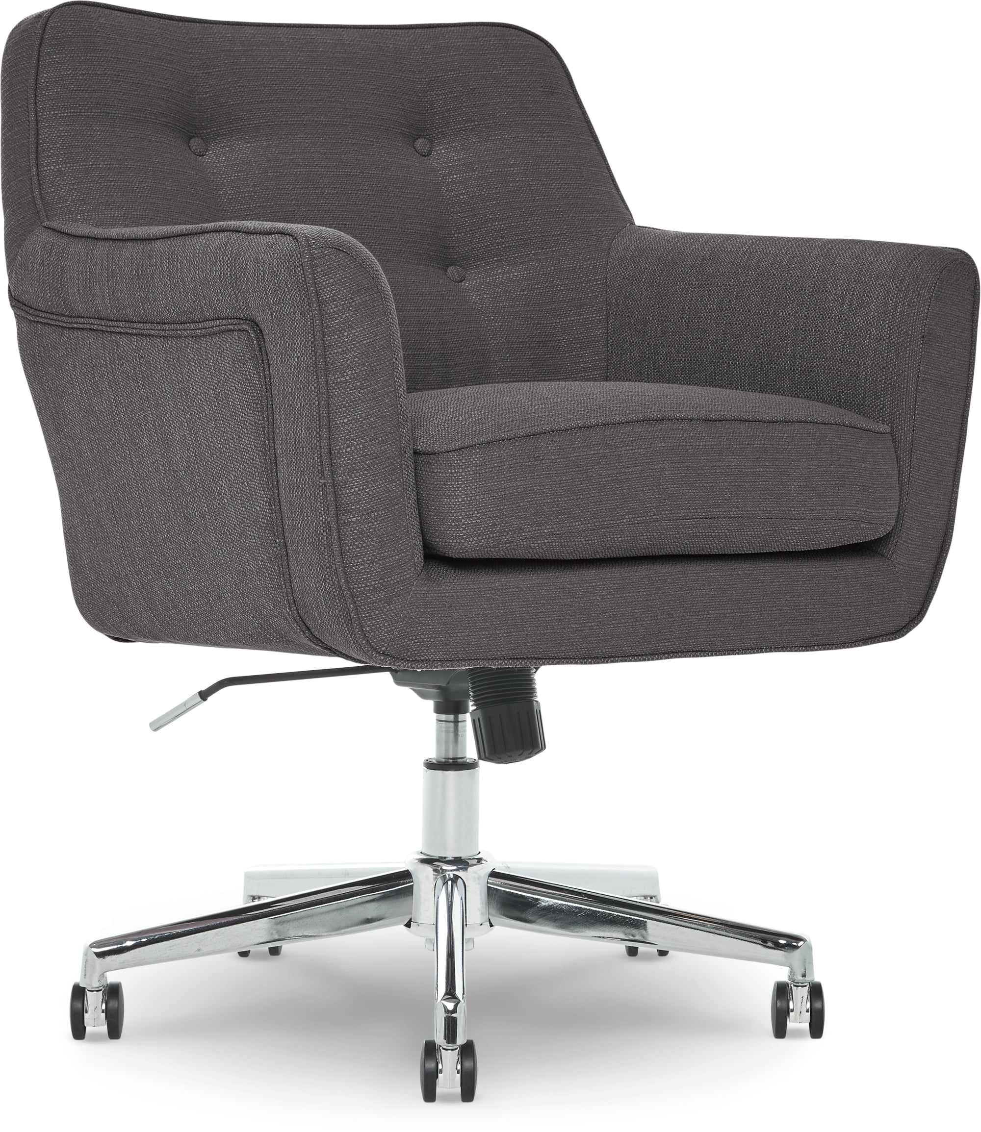 Serta Ashland Office Desk Chair, Button Tufted Mid-Back, Memory Foam Cushion, Chrome Swivel Base, Charcoal