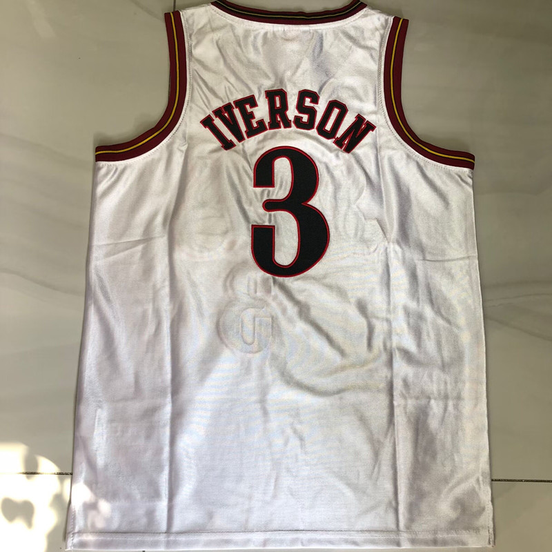 Mercerized White #3 Allen Iverson 2001 All-Star AU Full Embroidery