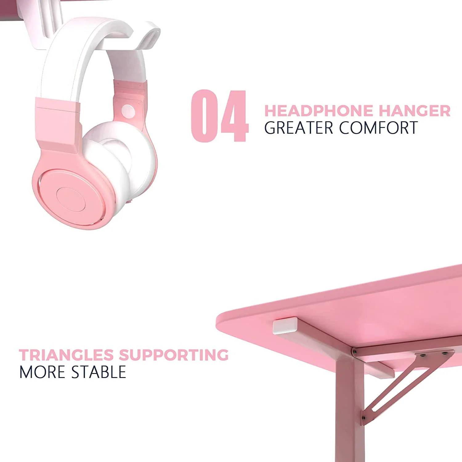 Vitesse Pink Gaming Desk 40 Inch Computer Desk Cute Gaming Table T-Shaped Girl Gamer Desk Gaming Workstation Home Office Desk with Carbon Fiber Surface and Headphone Hook (Pink)