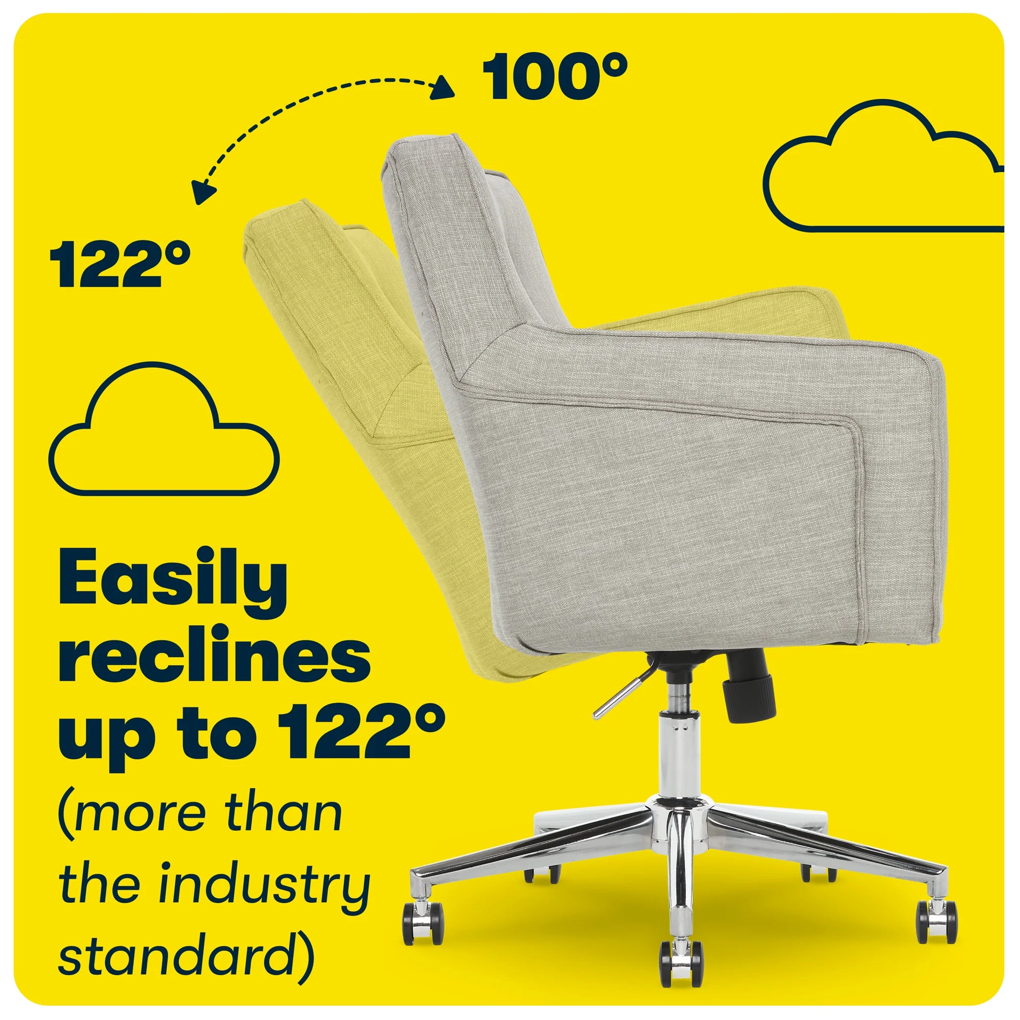 Serta Ashland Office Desk Chair, Button Tufted Mid-Back, Memory Foam Cushion, Chrome Swivel Base, Charcoal