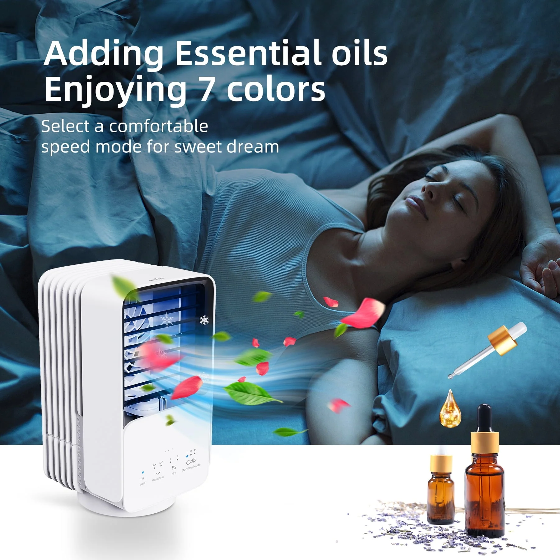 KLOUDIC Portable Air Conditioner Fan, Evaporative Air Cooler, USB Personal Desktop Cooling Fan with 3 Speeds,Small Air Cooler for Room