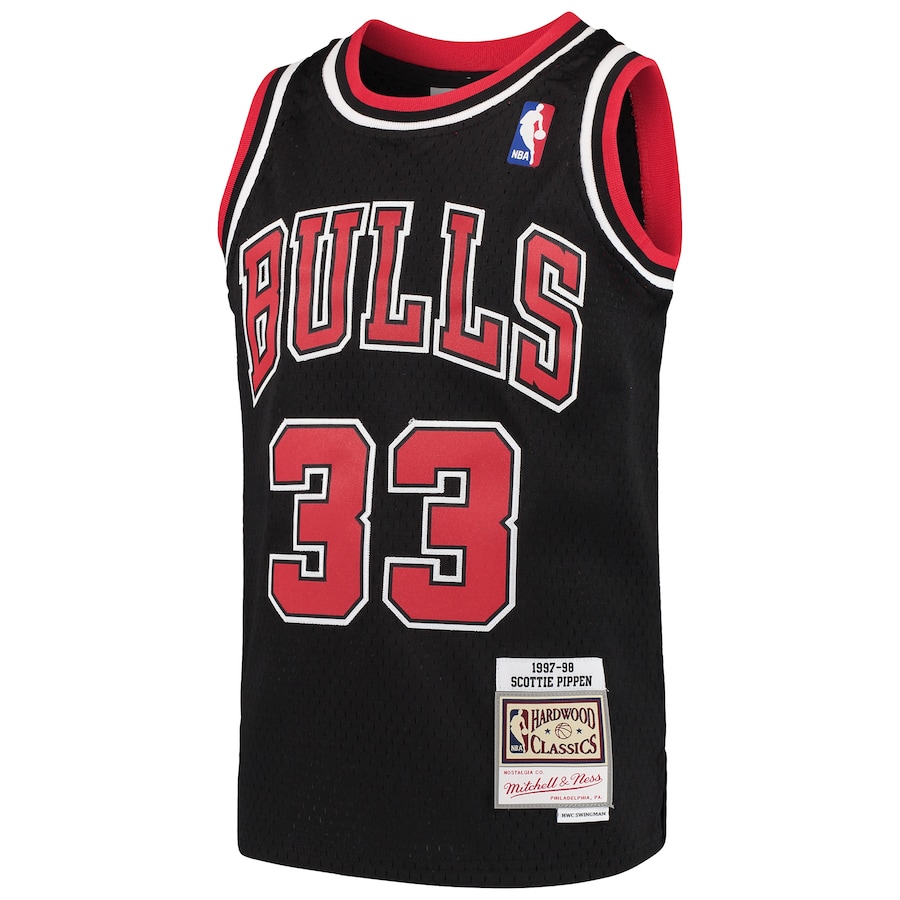 Youth Chicago Bulls Scottie Pippen Mitchell & Ness Black Hardwood Classics Swingman Throwback Jersey