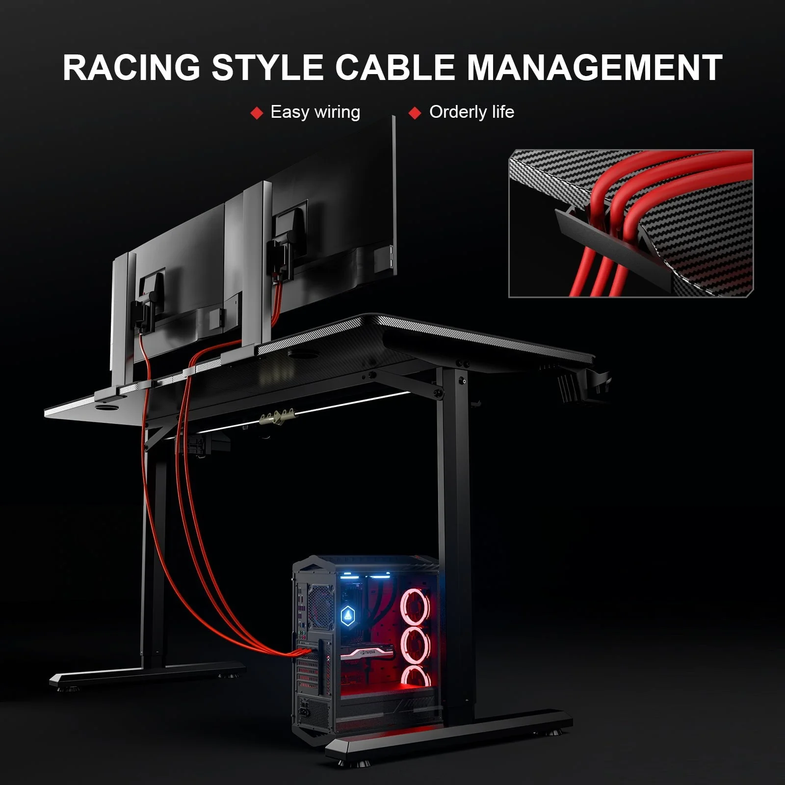 GTRACING 55 Inches Electric Standing Gaming Desk, RGB