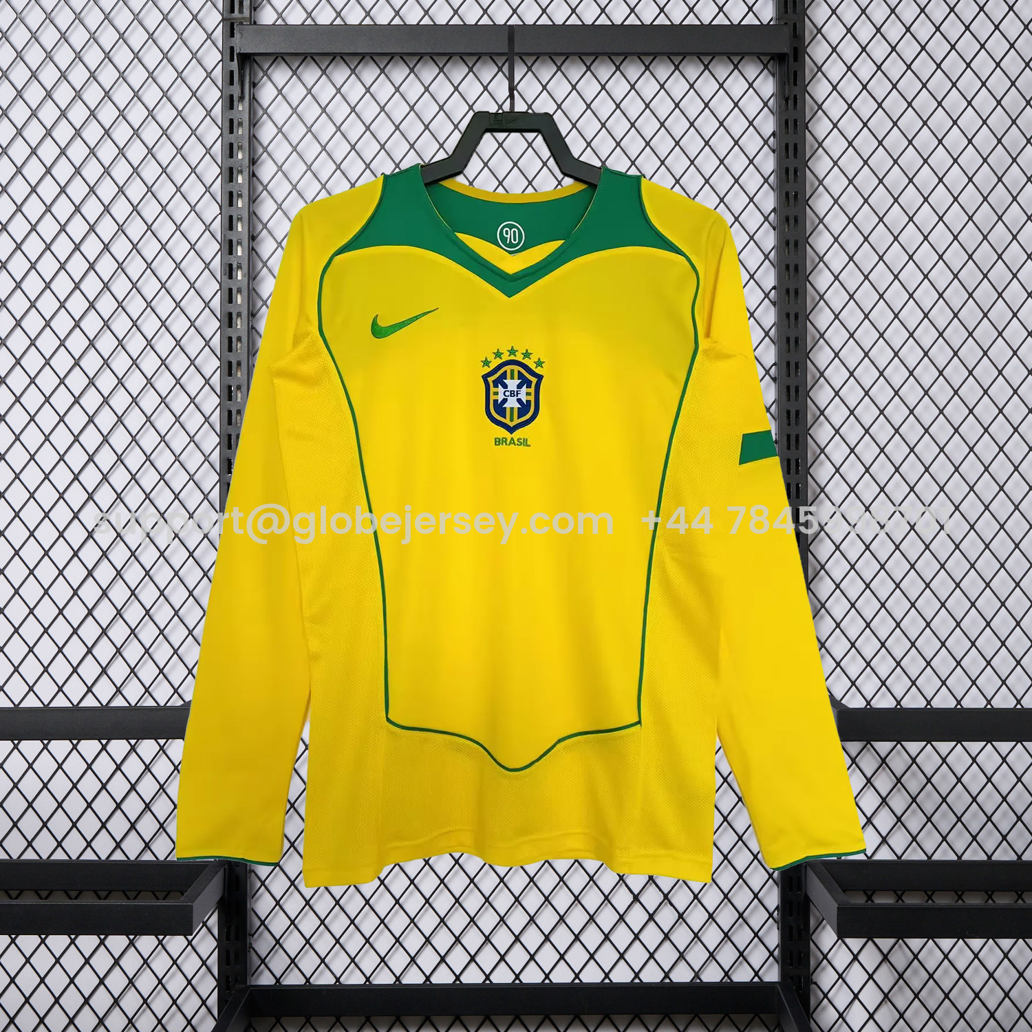 Retro Brazil 2004 Home Long Sleeves Jersey