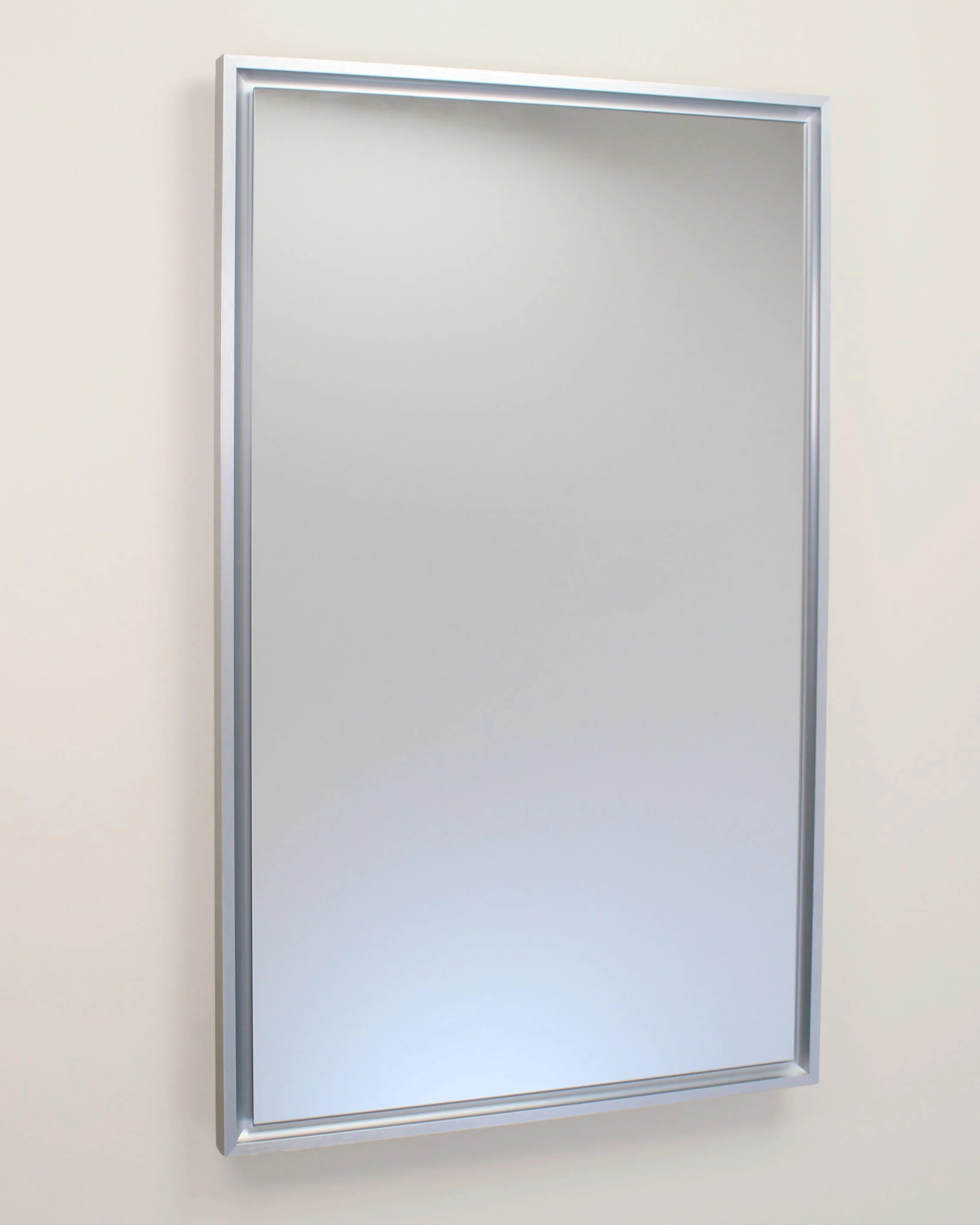 16x26 Parker Metro Metal Framed Rectangle Recessed Bathroom Medicine Cabinet, Floating Mirror, 14x24 in-Wall Opening, Powder-coated Steel, Adjustable Glass Shelves, Magnet Close, Brushed Nickel