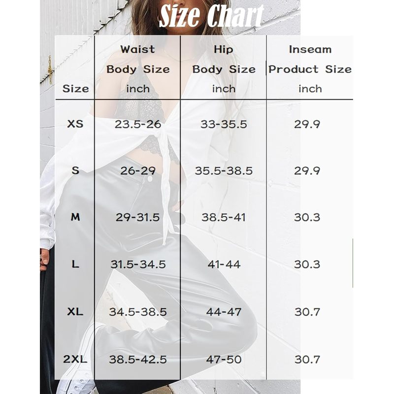Women Faux Leather Pants PU High Waist Straight