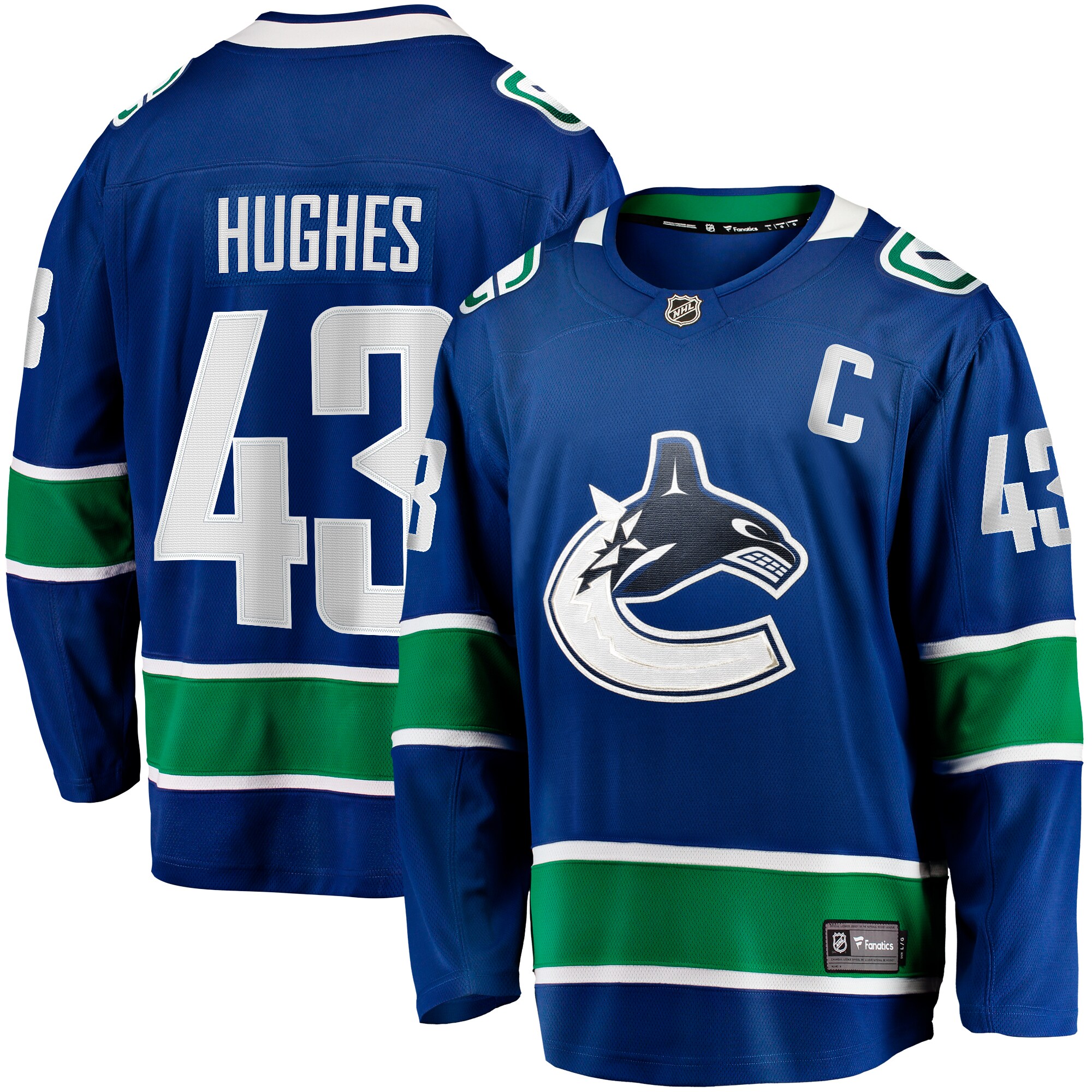 Quinn Hughes Vancouver Canucks Fanatics Home Breakaway Jersey – Blue