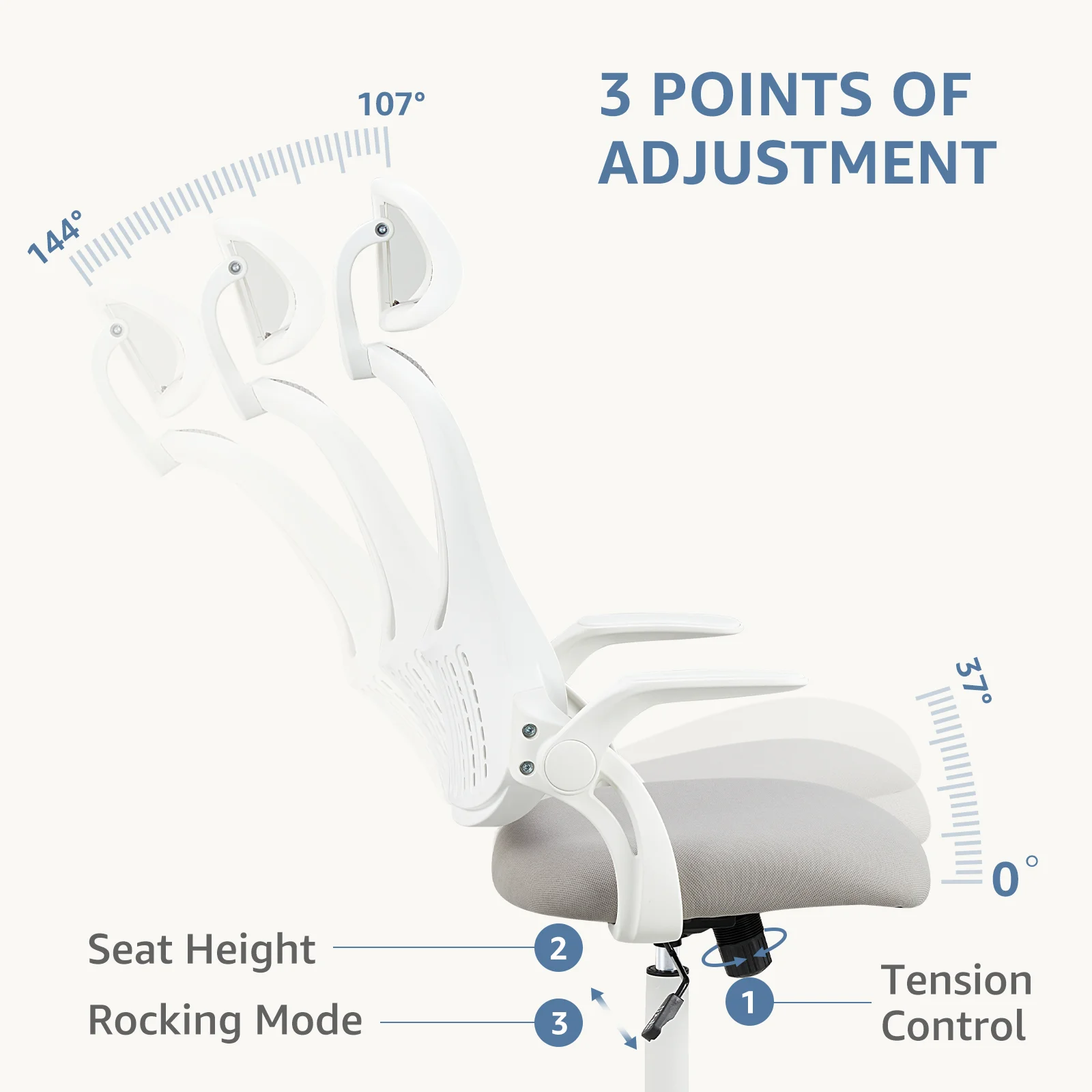 Dovelina Ergonomic Office Chair with Headrest, Adjustable Task Chair with Flip-Up Armrests