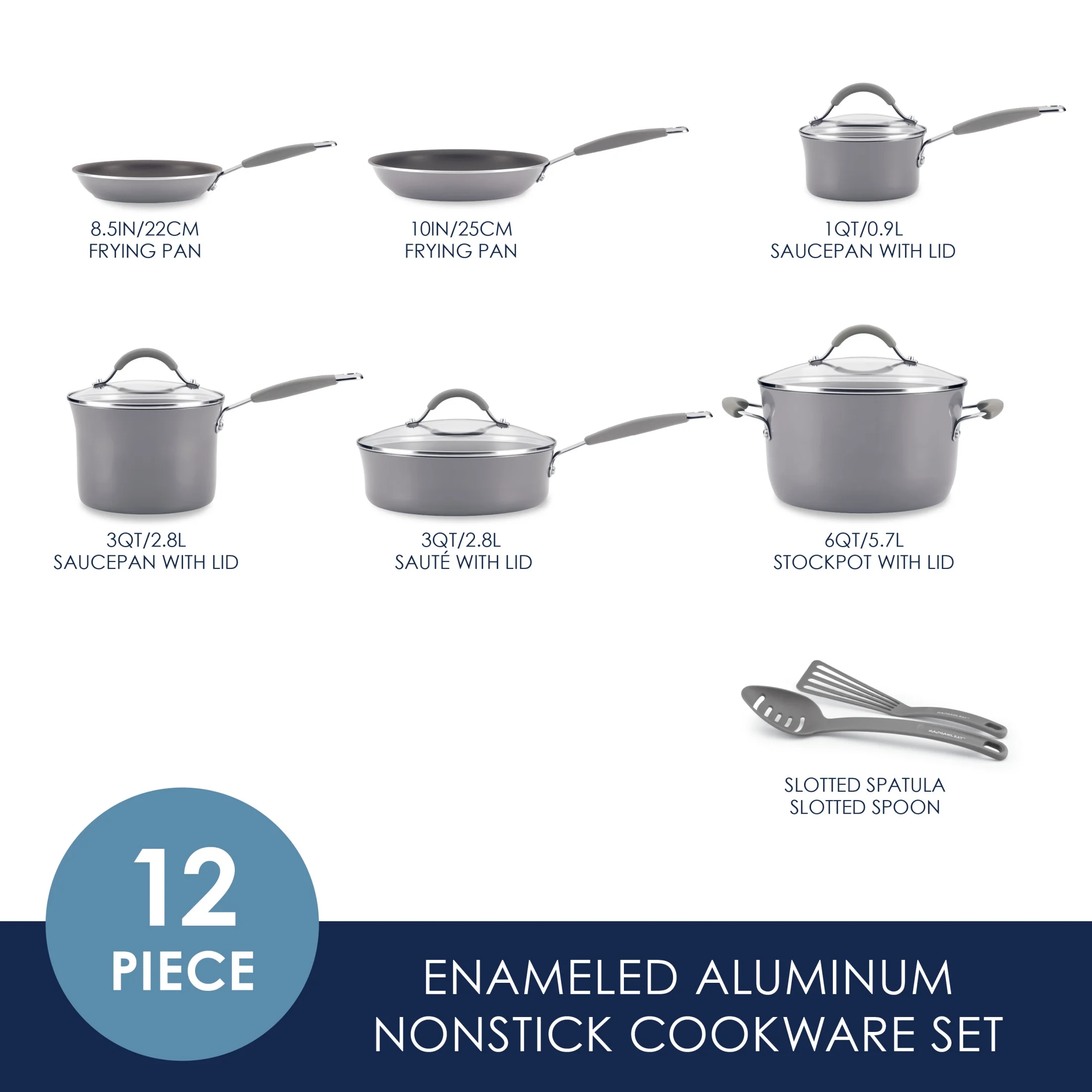 Rachael Ray 12-Piece Cucina Nonstick Pots and Pans Set, Cookware, Set Cranberry