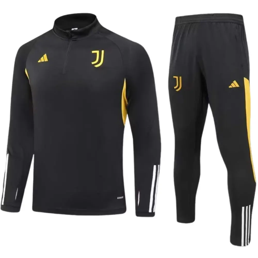 2023/2024 Juventus Half-Pull Training Suit Black Football Shirt 1:1 Thai Quality Set