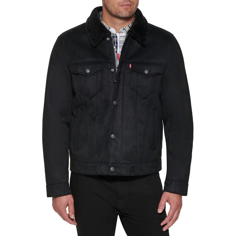 Men's Faux Leather Classic Trucker Jacket