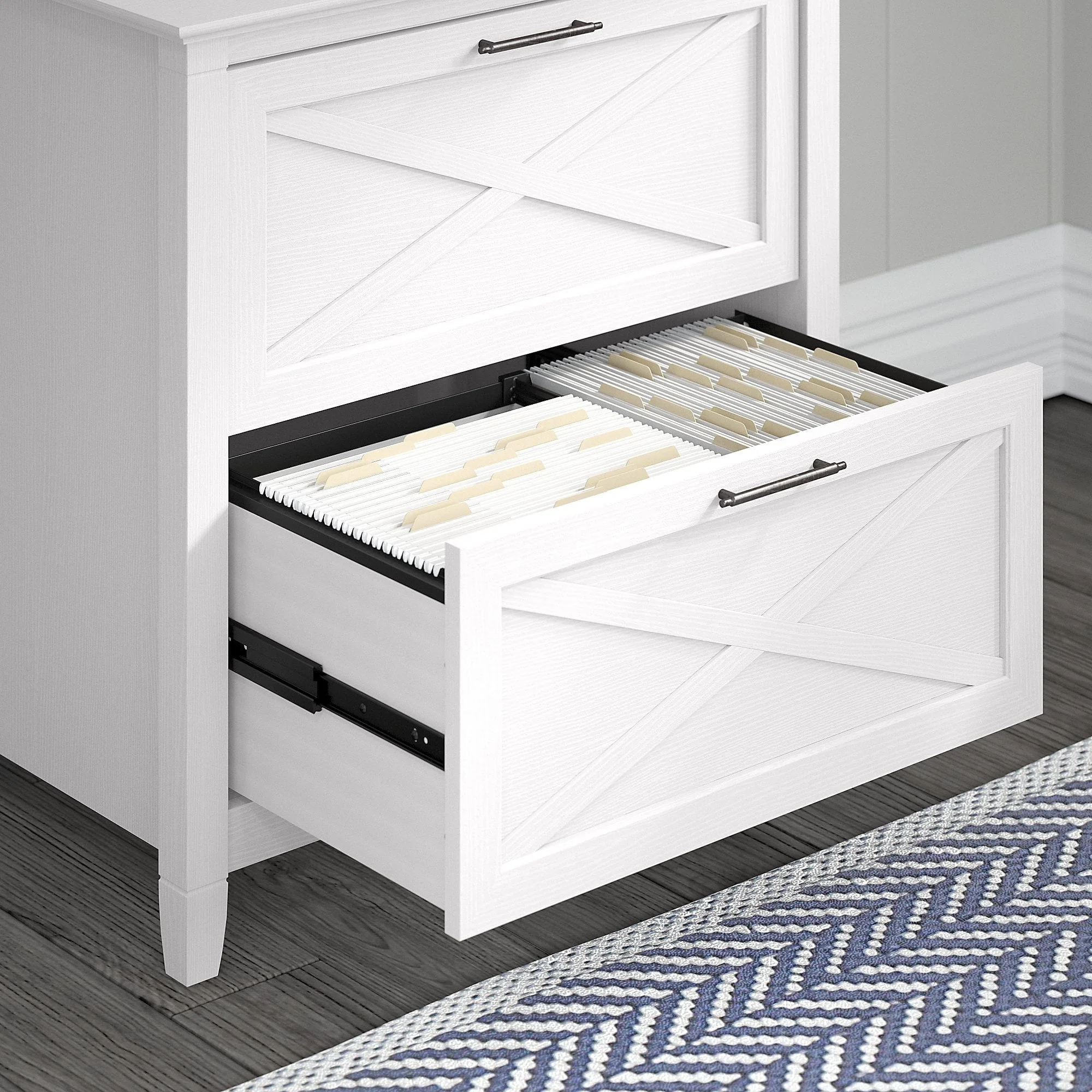 Bush Furniture Key West 2 Drawer Lateral File Cabinet in Pure White Oak