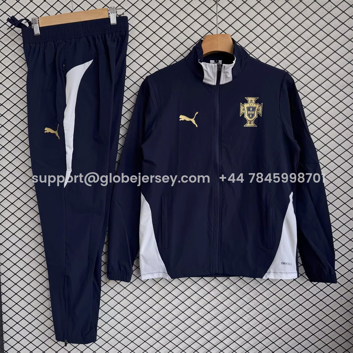 Portugal 25-26 Windbreaker Training Set - Black White Top and Pants