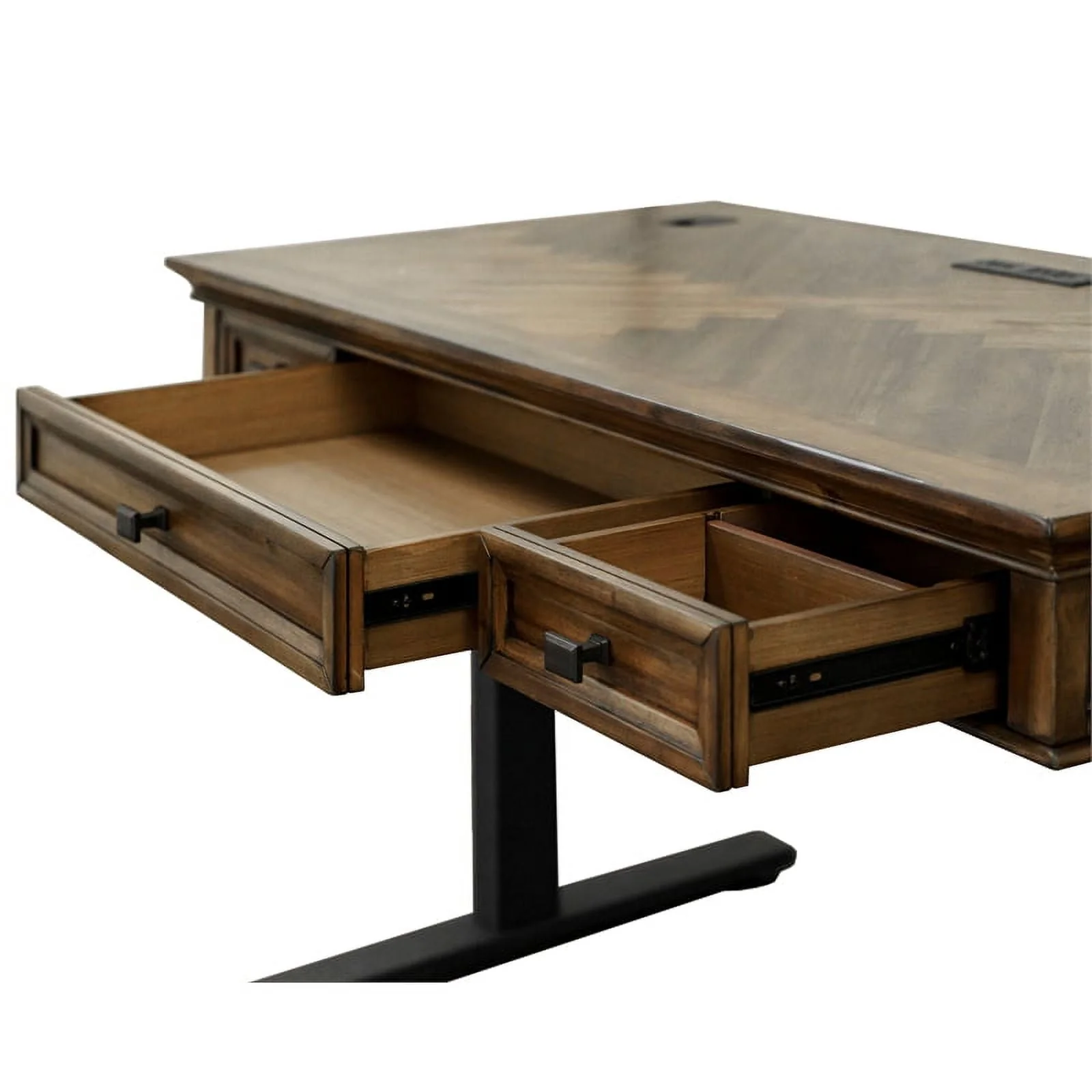 Martin Furniture Wood Electronic Sit Stand Desk Standing Desk in Brown