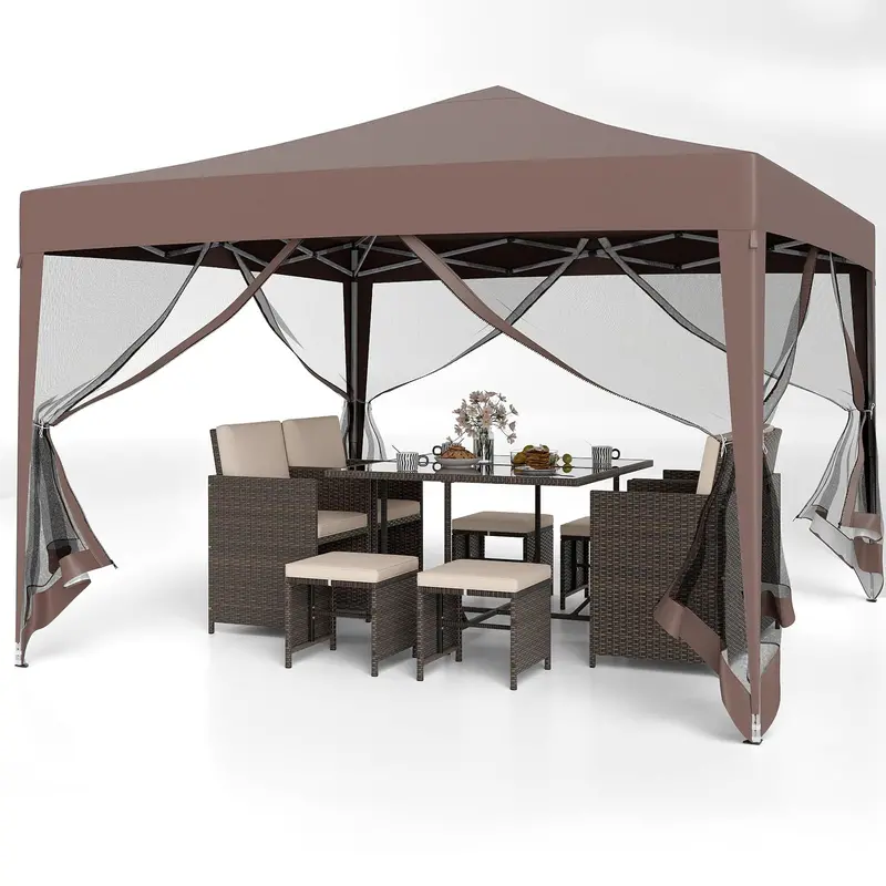 10×10 FT Pop-Up Canopy Tent – Instant Setup Outdoor Shelter with Mesh Panels. Carry Bag & Adjustable Height