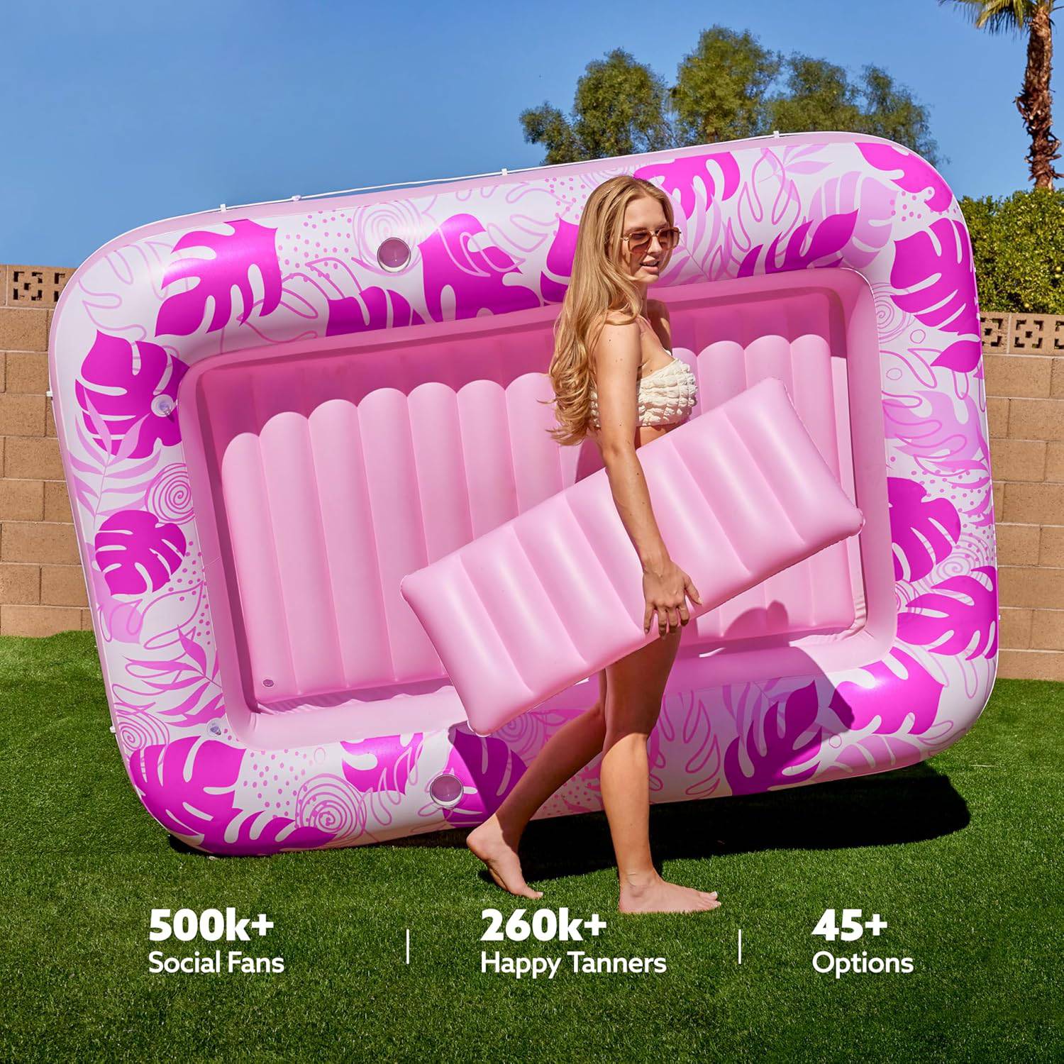 Inflatable Sunbathing Float — With Cup Holder | Sunbathing Lounger, Floating Raft, Deck Chair, Kids' Inflatable Pool