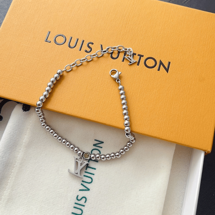 Louis Vuitton Lv Charm Bead Bracelet Silver-Tone