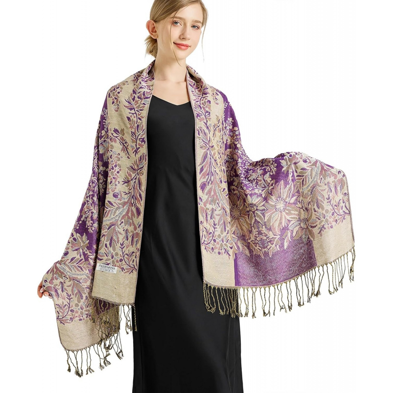 Silky Paisley Pashmina Shawl Scarf-Women's Soft