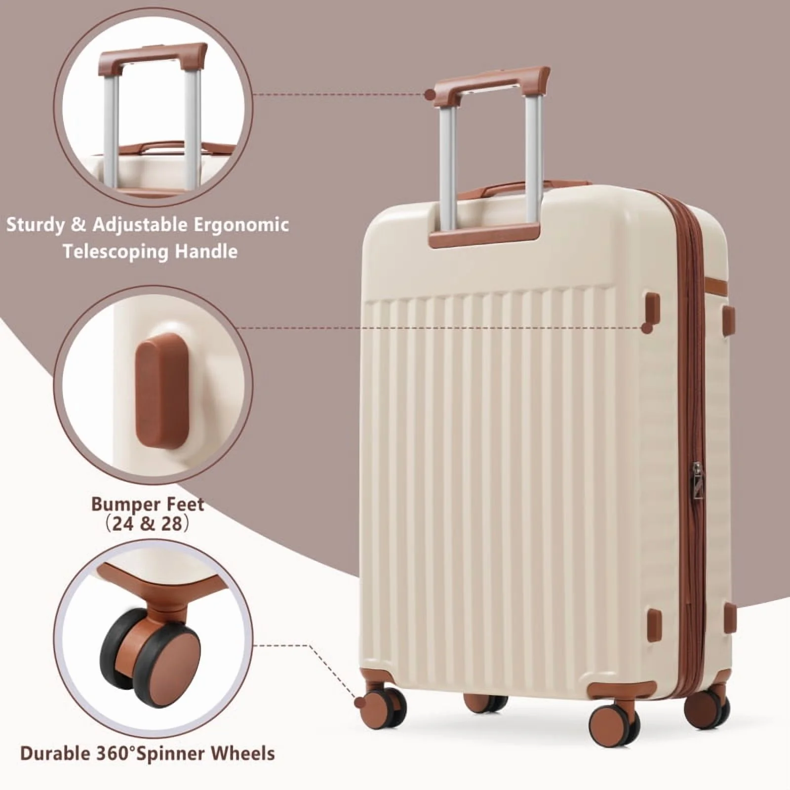Front Opening Luggage Set 3 Piece, Hardside Carry on Suitcase with USB Port, Expandable Luggage with Handle Bag Spinner Wheels TSA Lock