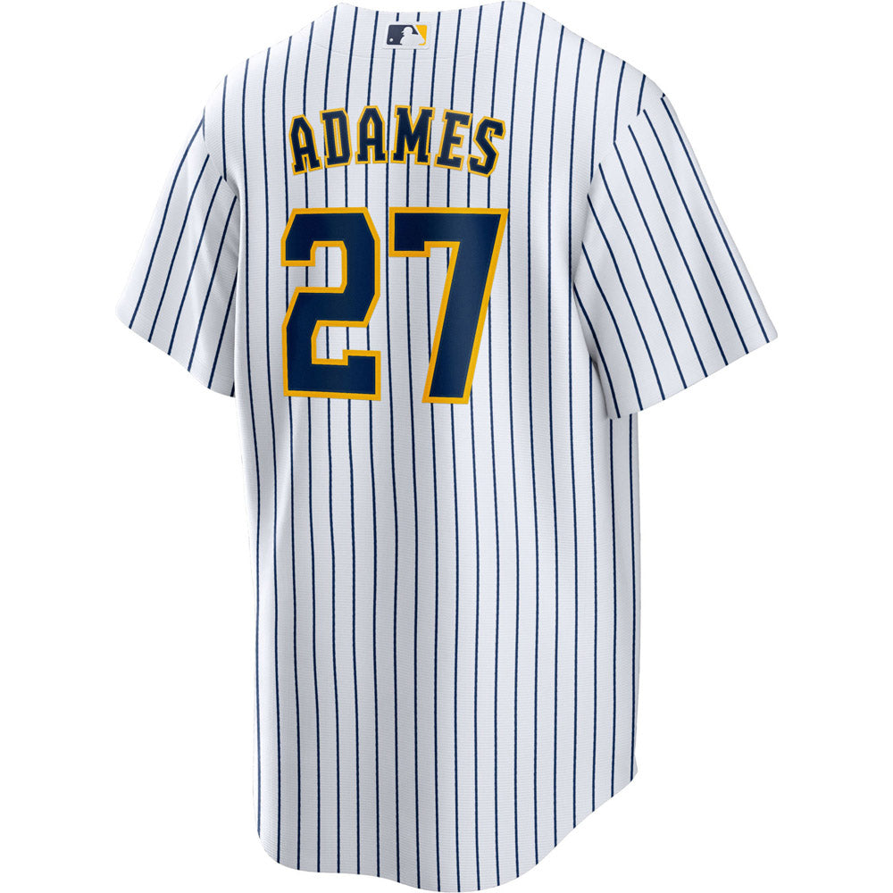 Men's Milwaukee Brewers Willy Adames cool Base Replica Home Jersey - White