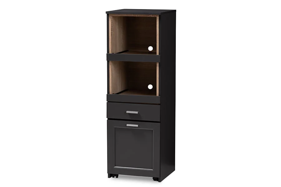 Baxton Studio Fabian Dark Grey and Oak Brown Finished Kitchen Cabinet