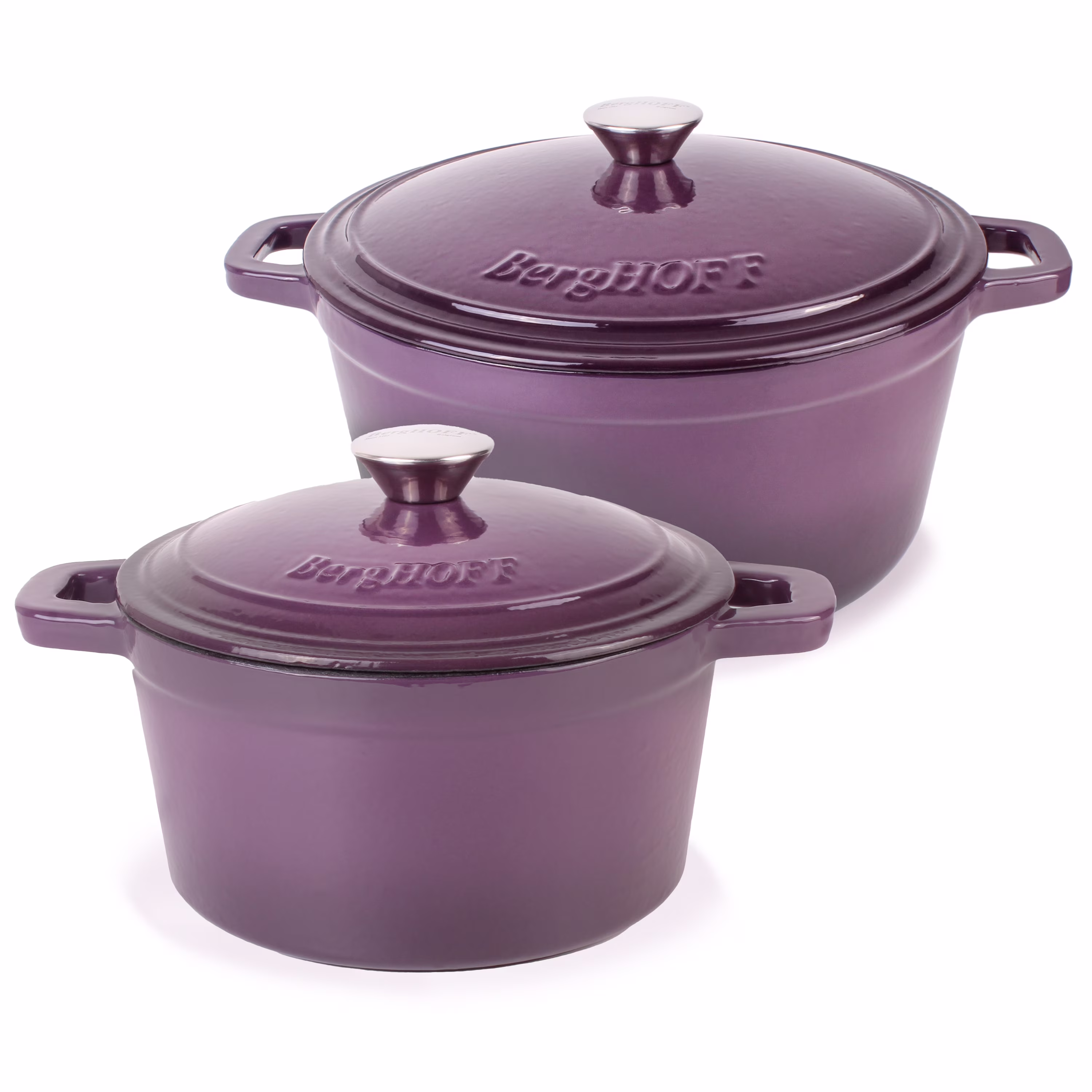 BergHOFF Neo 4Pc Cast Iron Set: 3qt. Covered Dutch Oven & 7qt. Covered Stockpot, Blue
