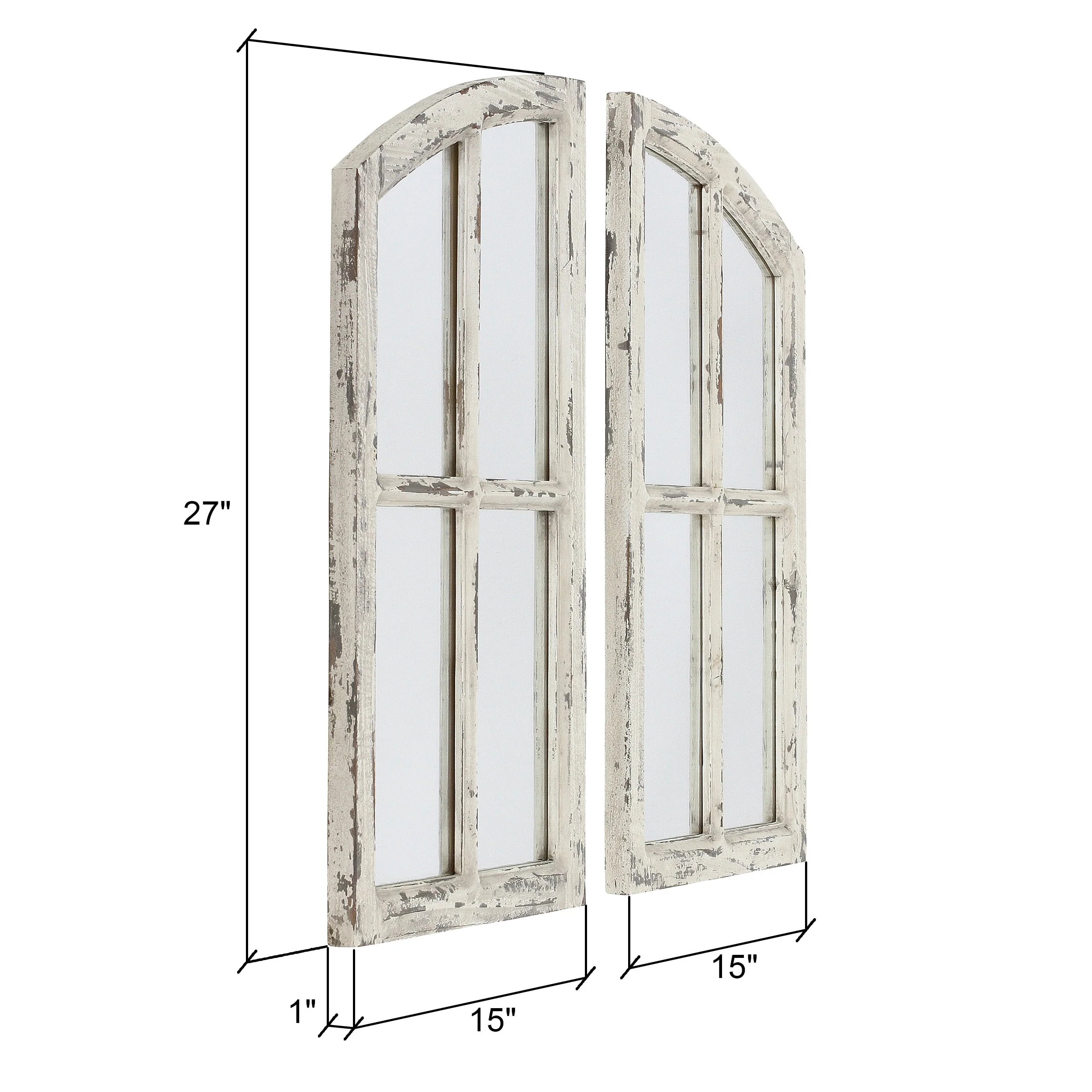 Jolene Arch Window Pane Mirrors Off-White 27