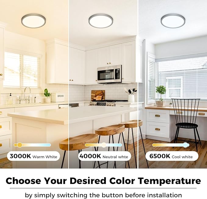 LED Ceiling Light Fixture, 6.5-Inch 12W 1200lm Small Flush Mount Light