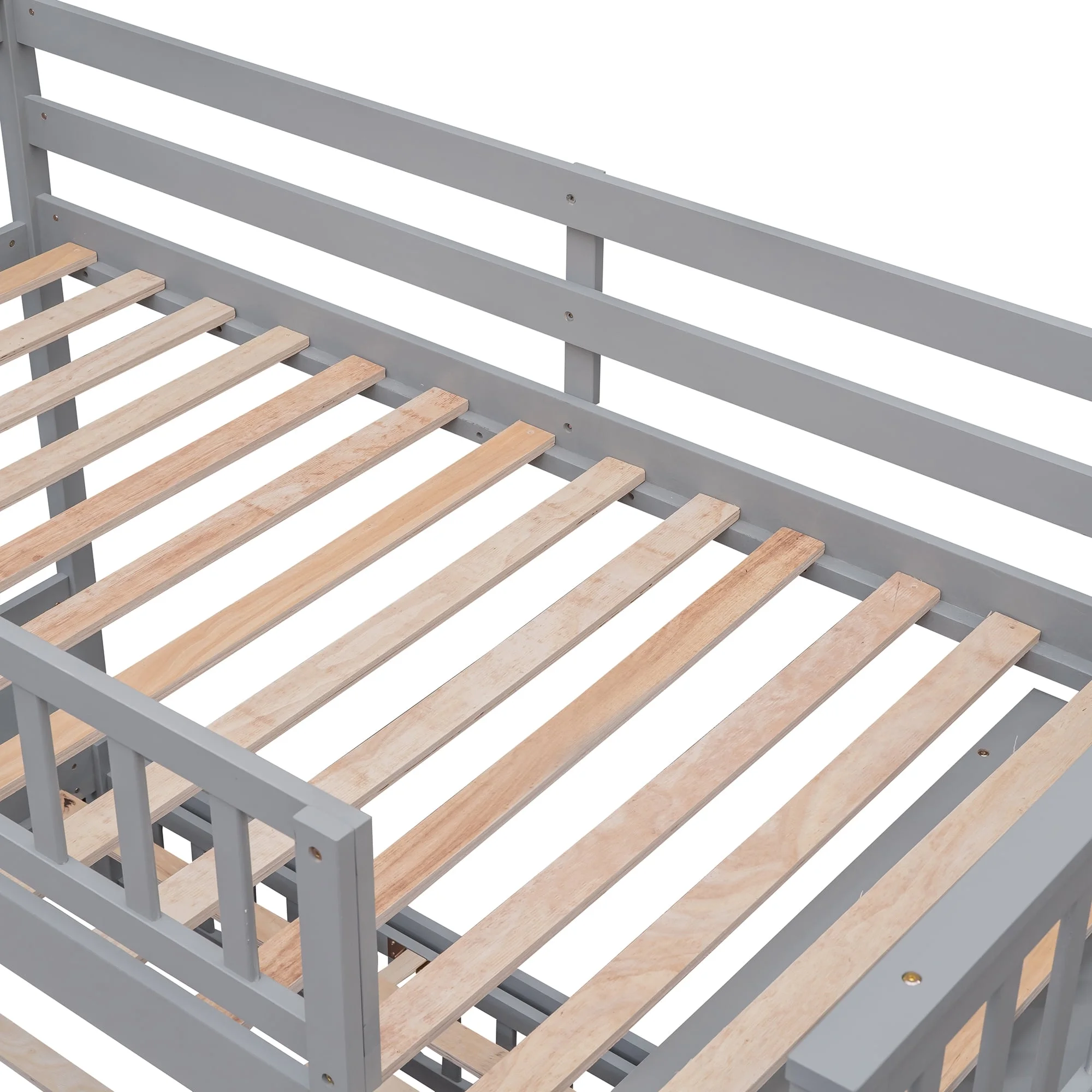 Harper & Bright Designs Full Over Twin Bunk Bed with Desk, Drawers and Shelves, L-Shaped Bunkbeds with Storage Staircase for Adults Bedroom, White