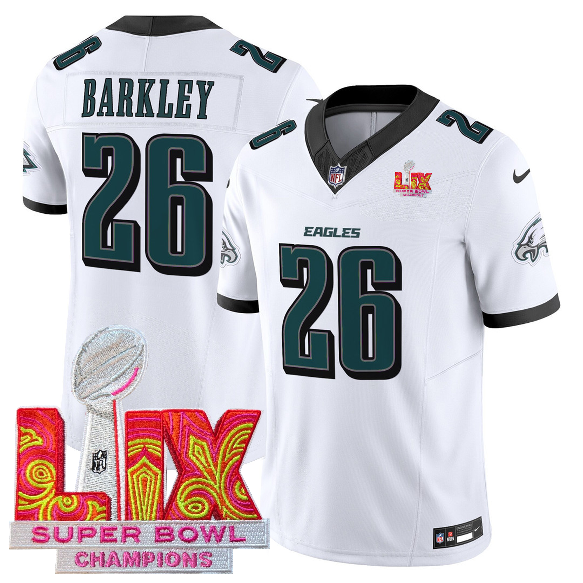 Men's Philadelphia Eagles Jersey - Super Bowl LIX Champions Patch