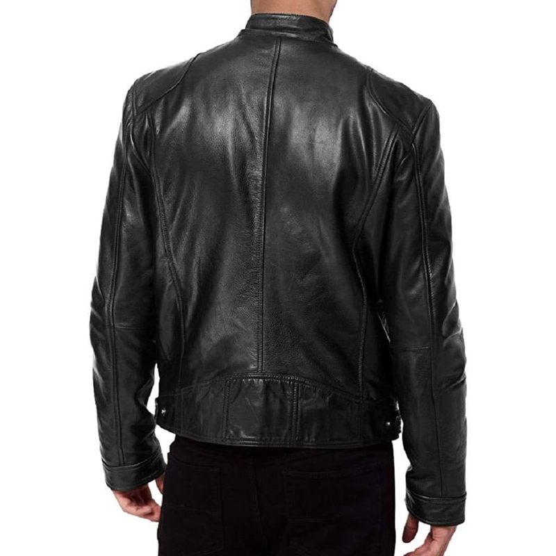 Men's Genuine Lambskin Leather Biker Jacket