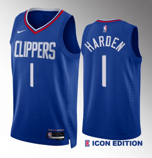 Men James Harden clippers 1 icon2023-2024 season jersey blue