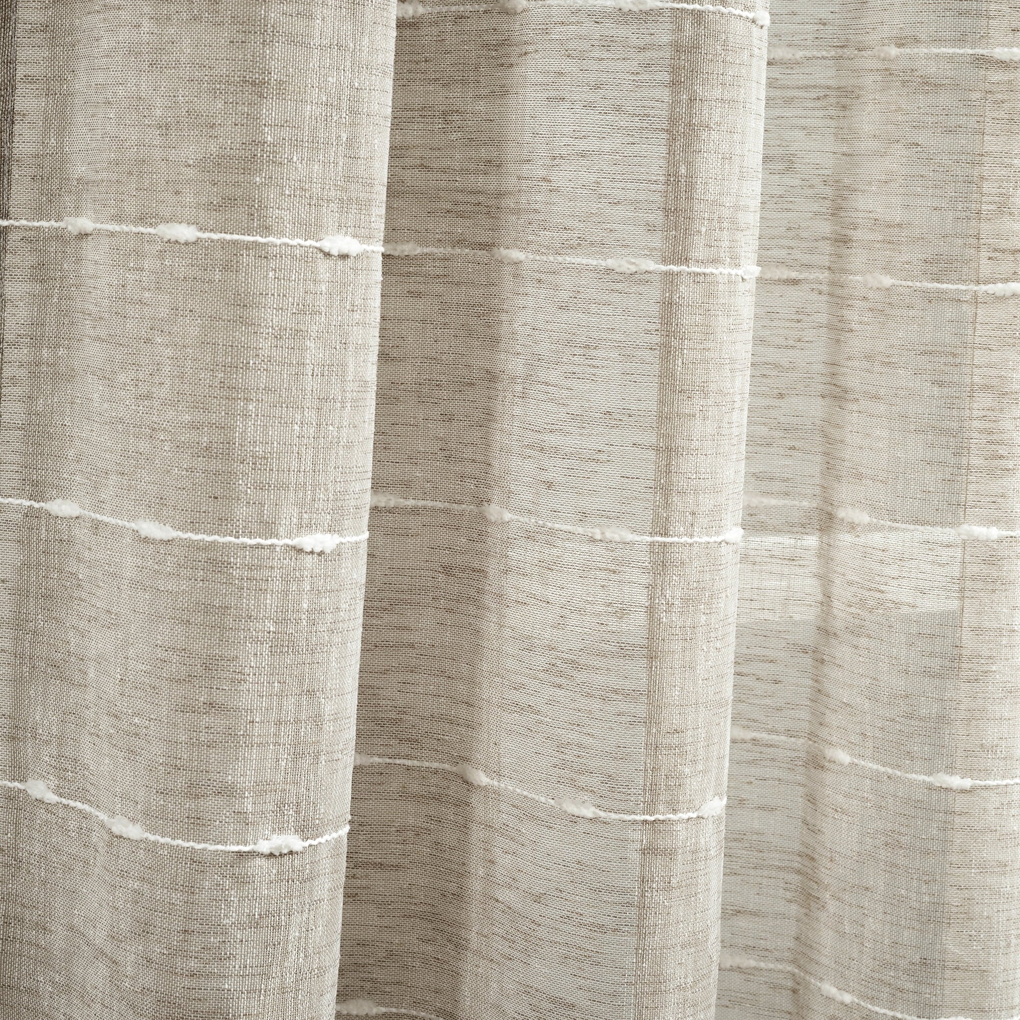 Lush Decor Farmhouse Textured Grommet Sheer Window Curtain Panels Neutral 38X63 Set