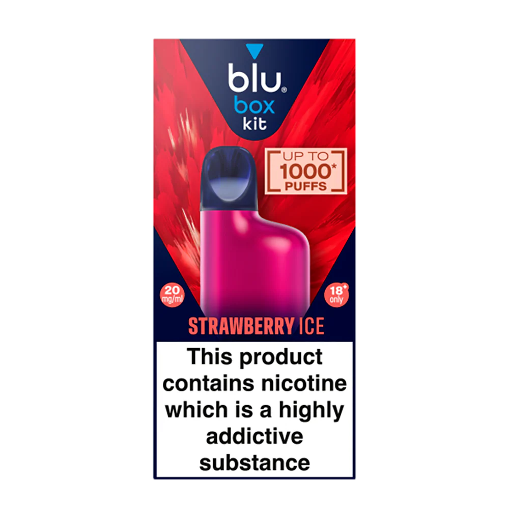 blu box kit Recharchable Device + Strawberry Ice Vape Pod 2ml 20mg/ml Nicotine