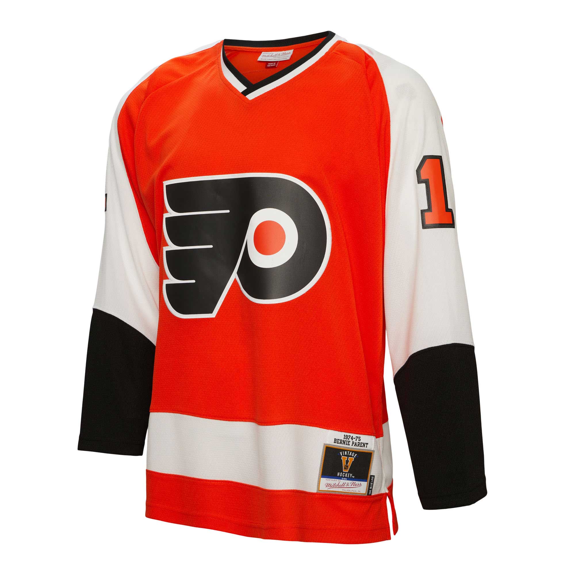 Bernie Parent Philadelphia Flyers Mitchell & Ness  1974/75 Blue Line   Jersey – Orange